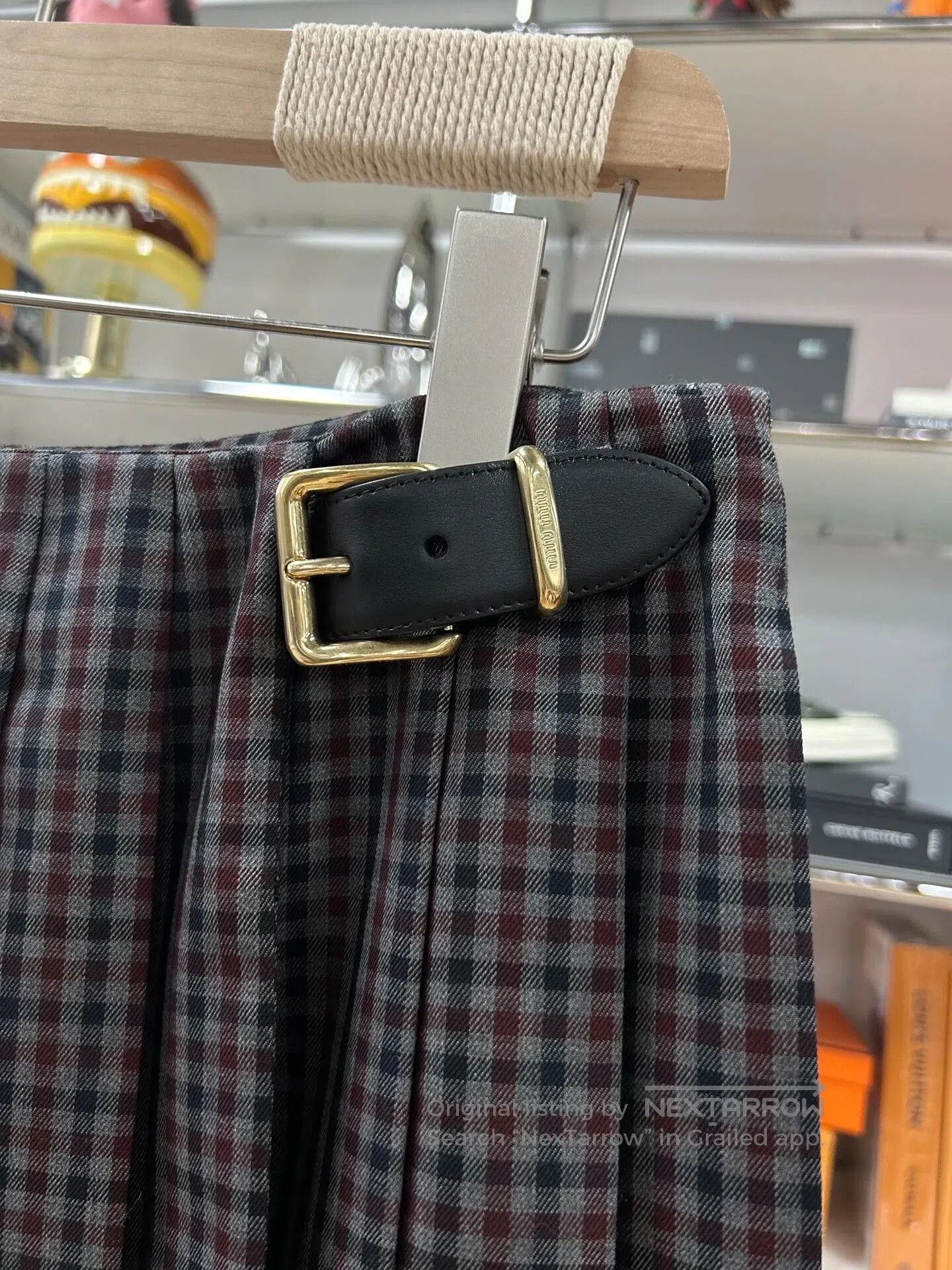 Miu Miu Miu Miu Plaid Letter Belt Skirt. Size 35" - 3 Thumbnail