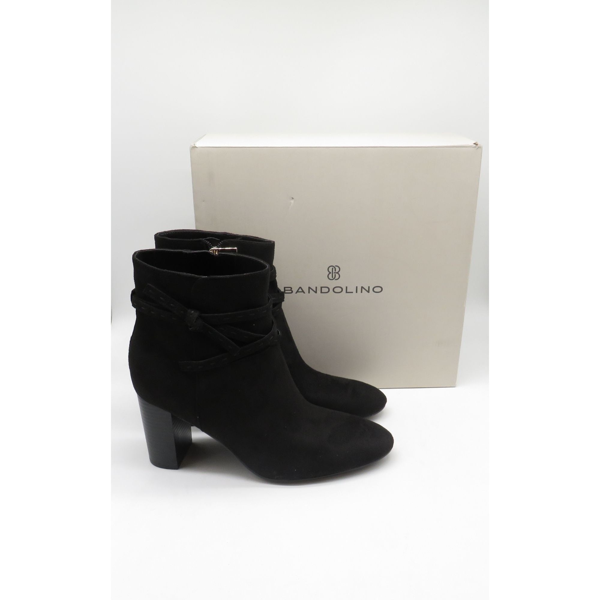 Other Bandolino Ocorn2 Black Suede Ankle Boots With Block Heel Siz Size US 11 / IT 41 - 1 Thumbnail