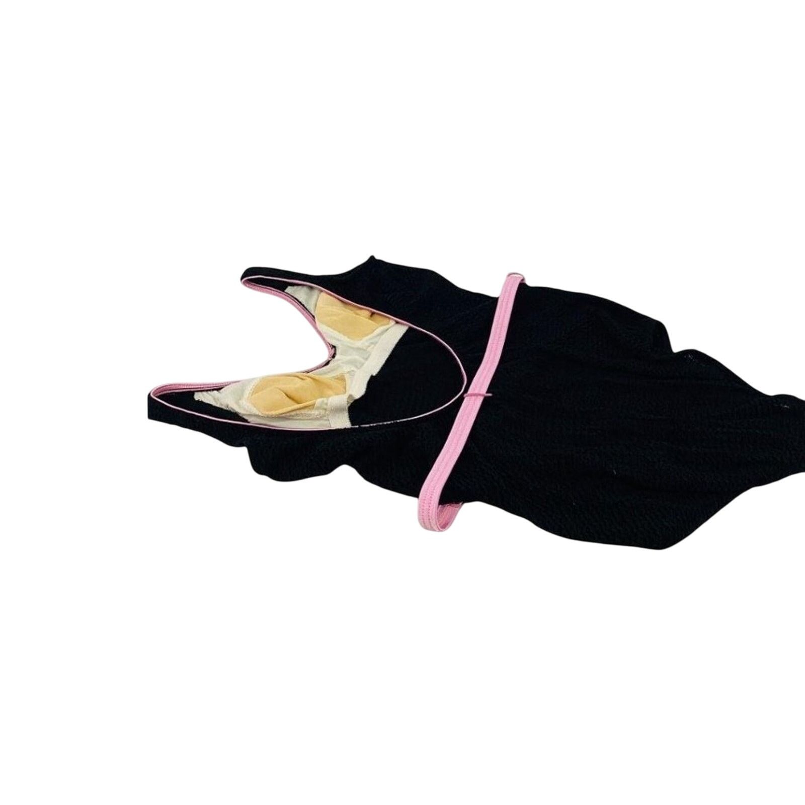 Jantzen Vintage Jantzen One Piece Swimsuit Solid Black Pink Belted Size ONE SIZE - 11 Thumbnail