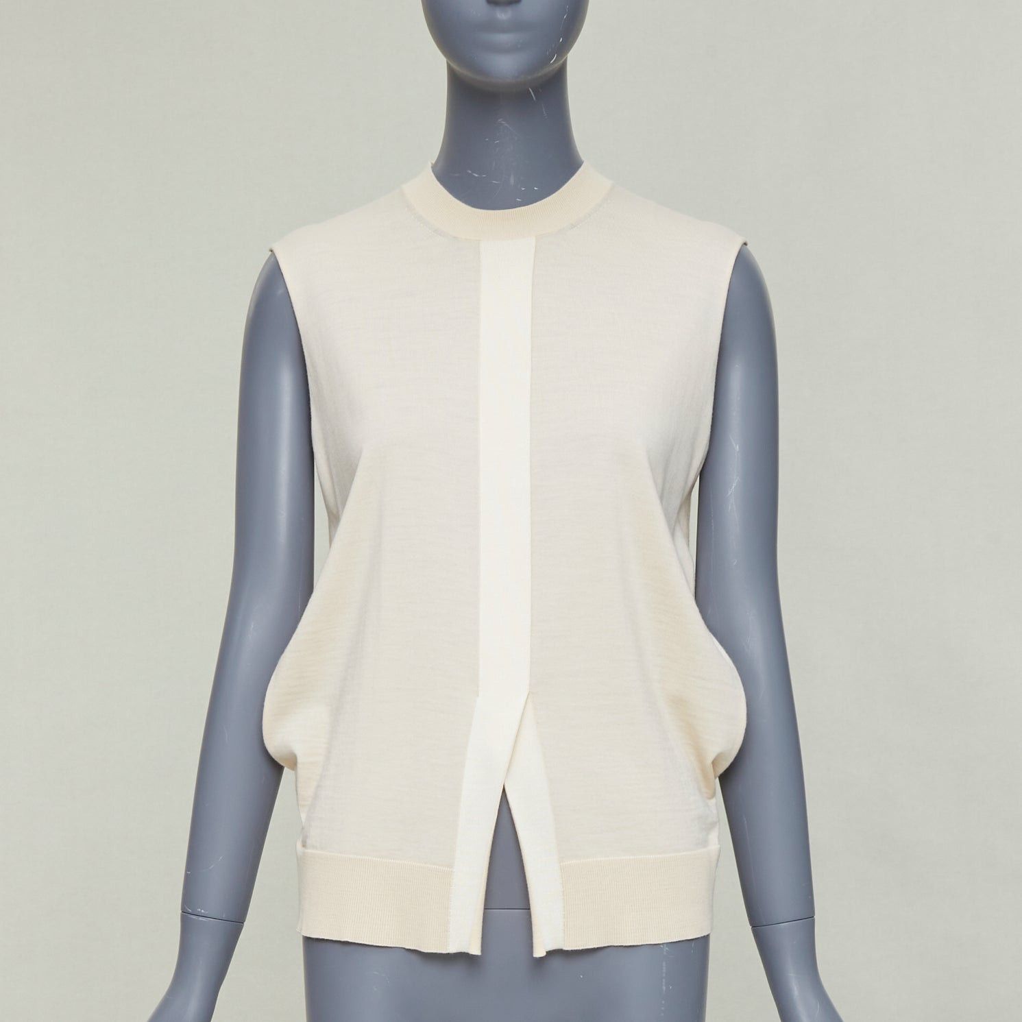 Celine OLD CELINE Phoebe Philo beige wool cashmere blend split hem sweater vest S Size S / US 4 / IT 40 - 1 Thumbnail