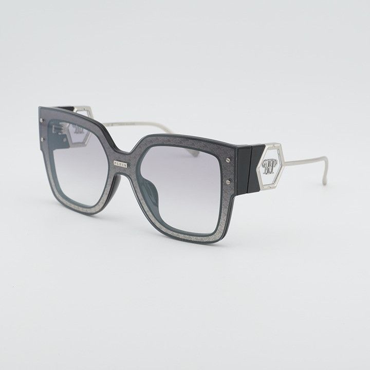Philipp Plein Philipp Plein SPP041M Z42X Sunglasses Black Square Frame Size ONE SIZE - 1 Thumbnail