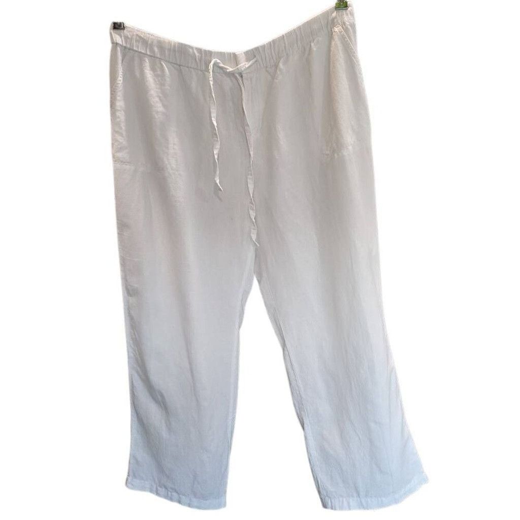 Liz Claiborne Liz Claiborne White Linen/ Rayon Pants Tie At Waist. Size XL Size 38" / US 16 / IT 52 - 1 Thumbnail