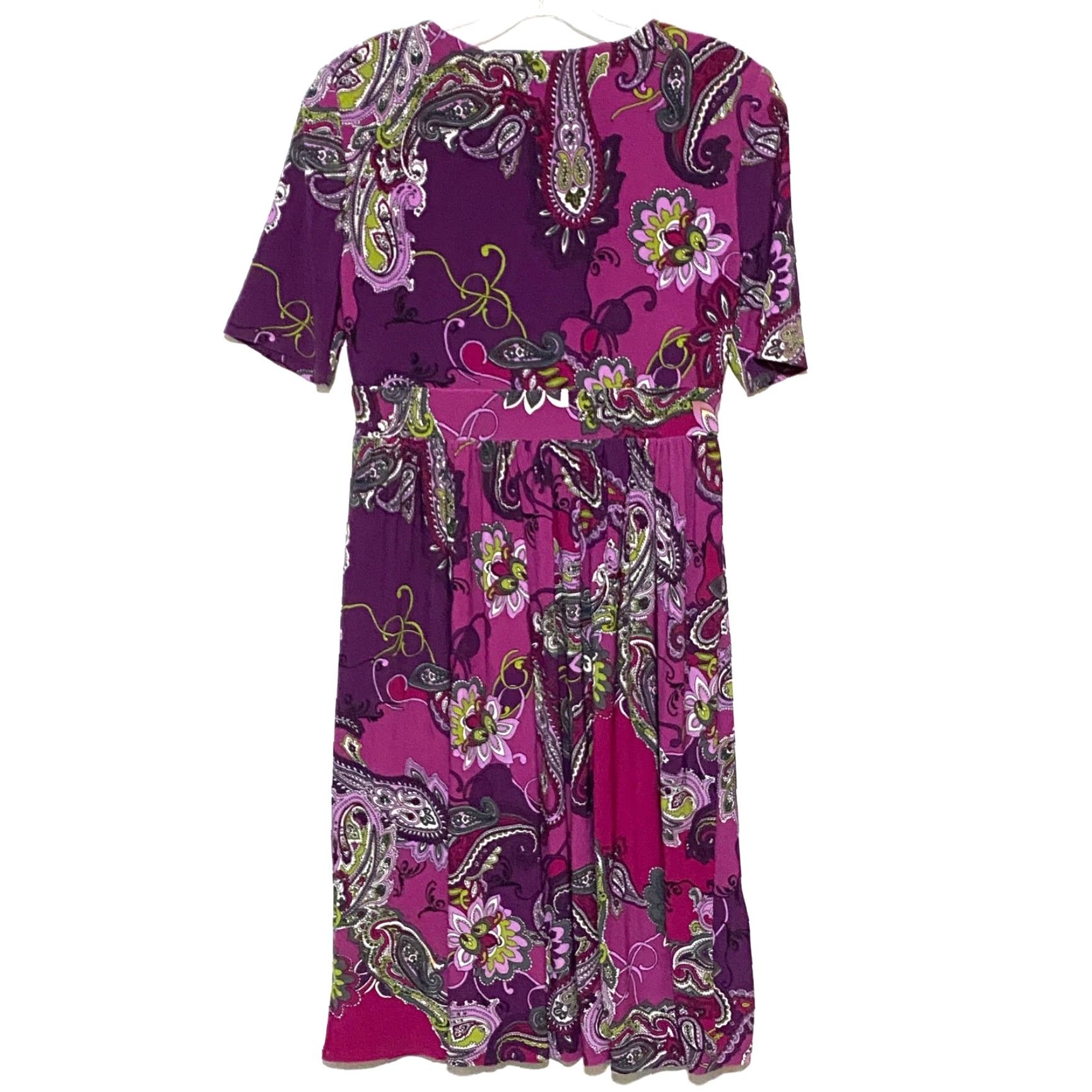 Evan Picone VINTAGE Evan Picone Paisley Purple Dress Midi Womens 4 Twist Front Boho Art 90s Womens Size S / US 4 / IT 40 - 2 Thumbnail