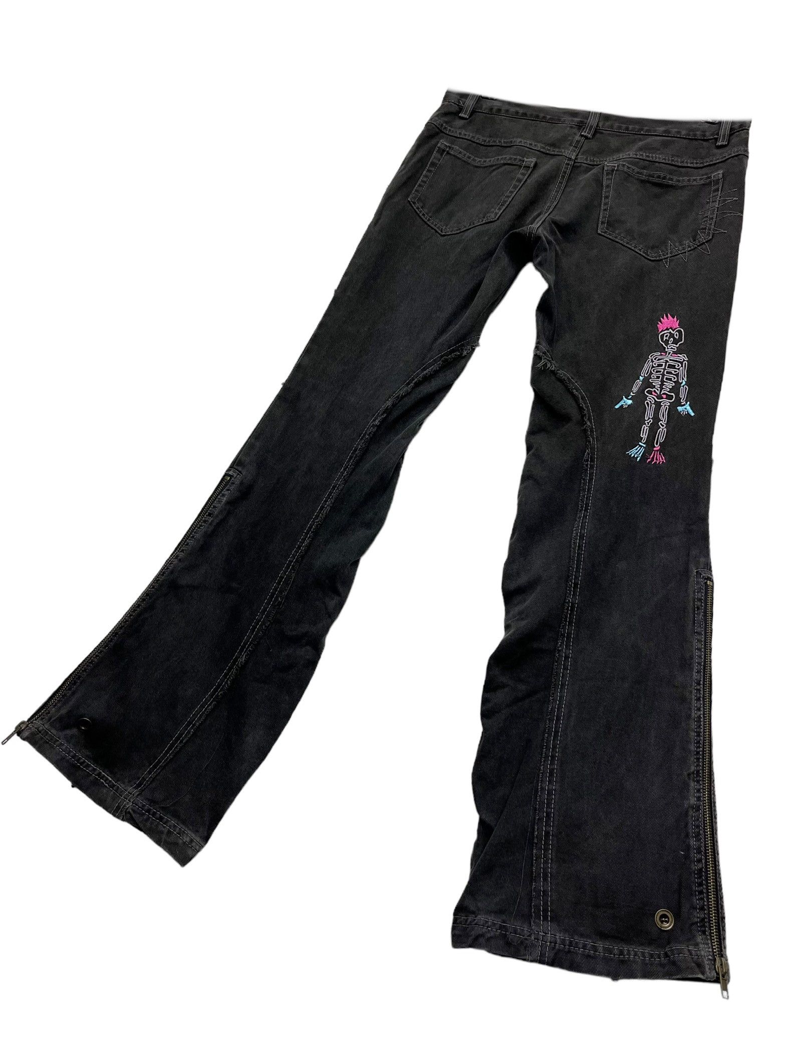 Other 💀PUNK SKULL🔥90’s ALGONQUINS Frayed Denim Flared Zipper Leg Size US 30 / EU 46 - 9 Thumbnail