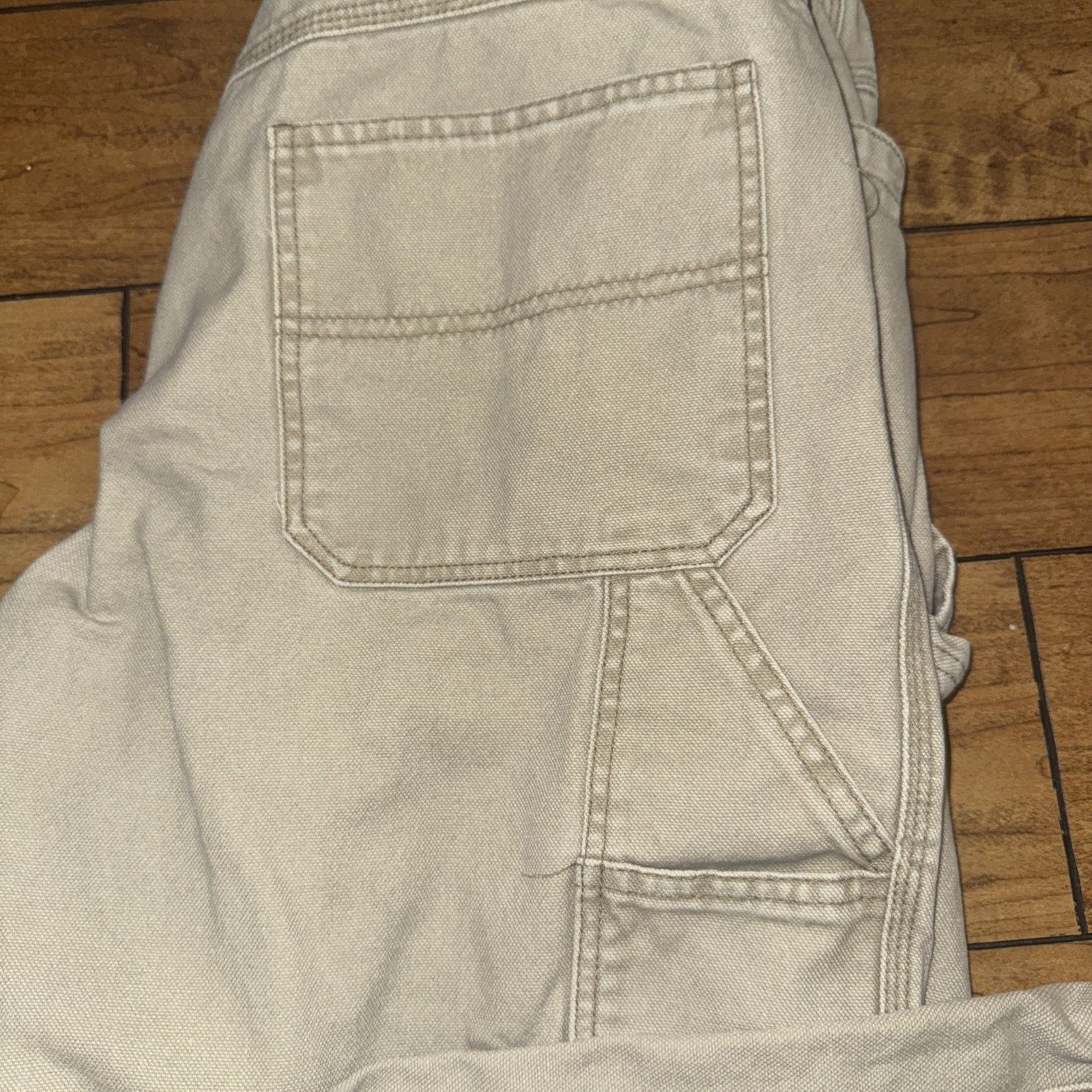 Old Navy × Vintage Vintage Old Navy Canvas Carpenter Pants Tan 30x32 Size US 30 / EU 46 - 2 Thumbnail
