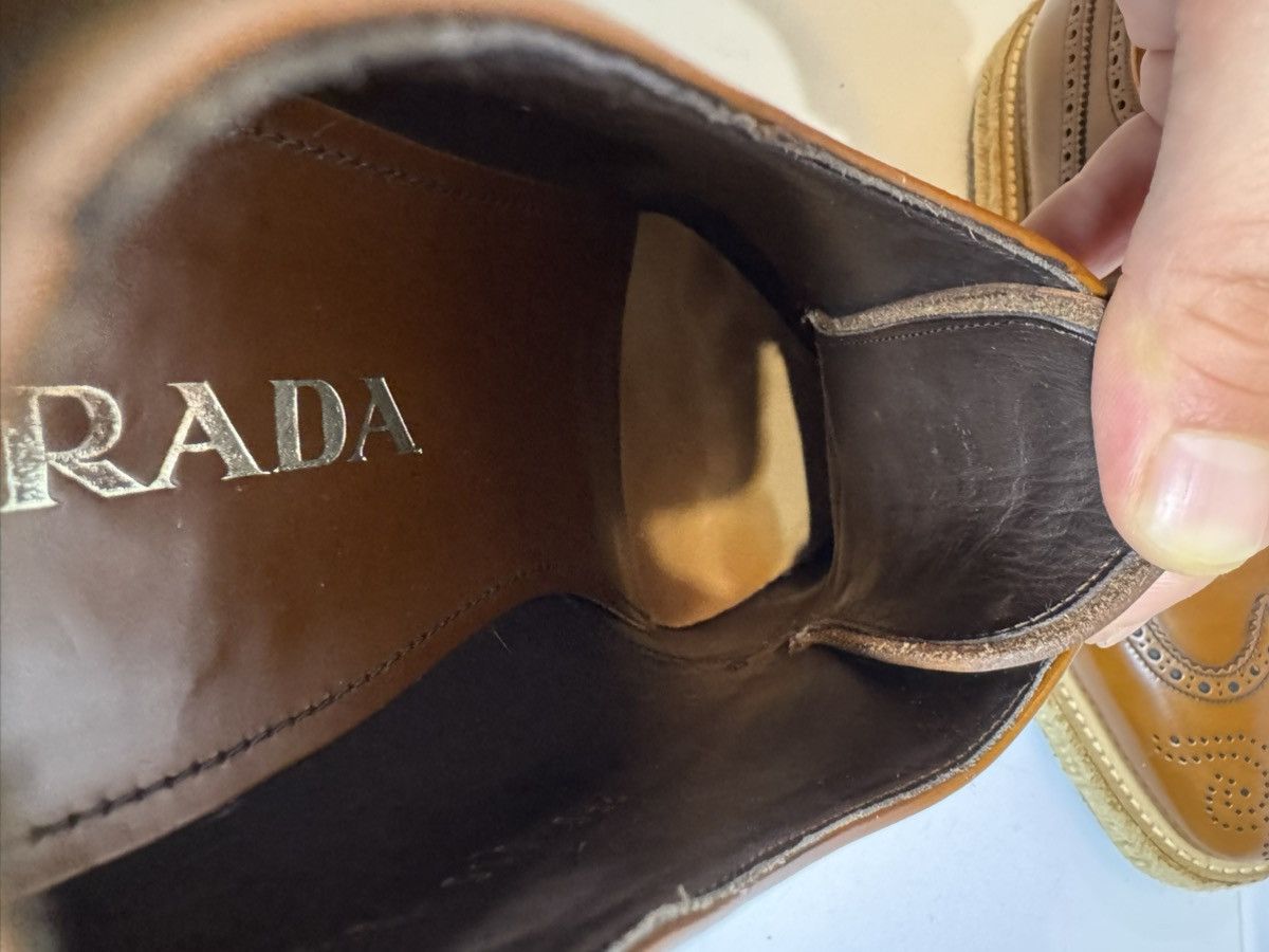 Prada Prada Levitate Espadrille Wingtip Brogues - Cognac Leather- Size US 9.5 / EU 42-43 - 9 Thumbnail