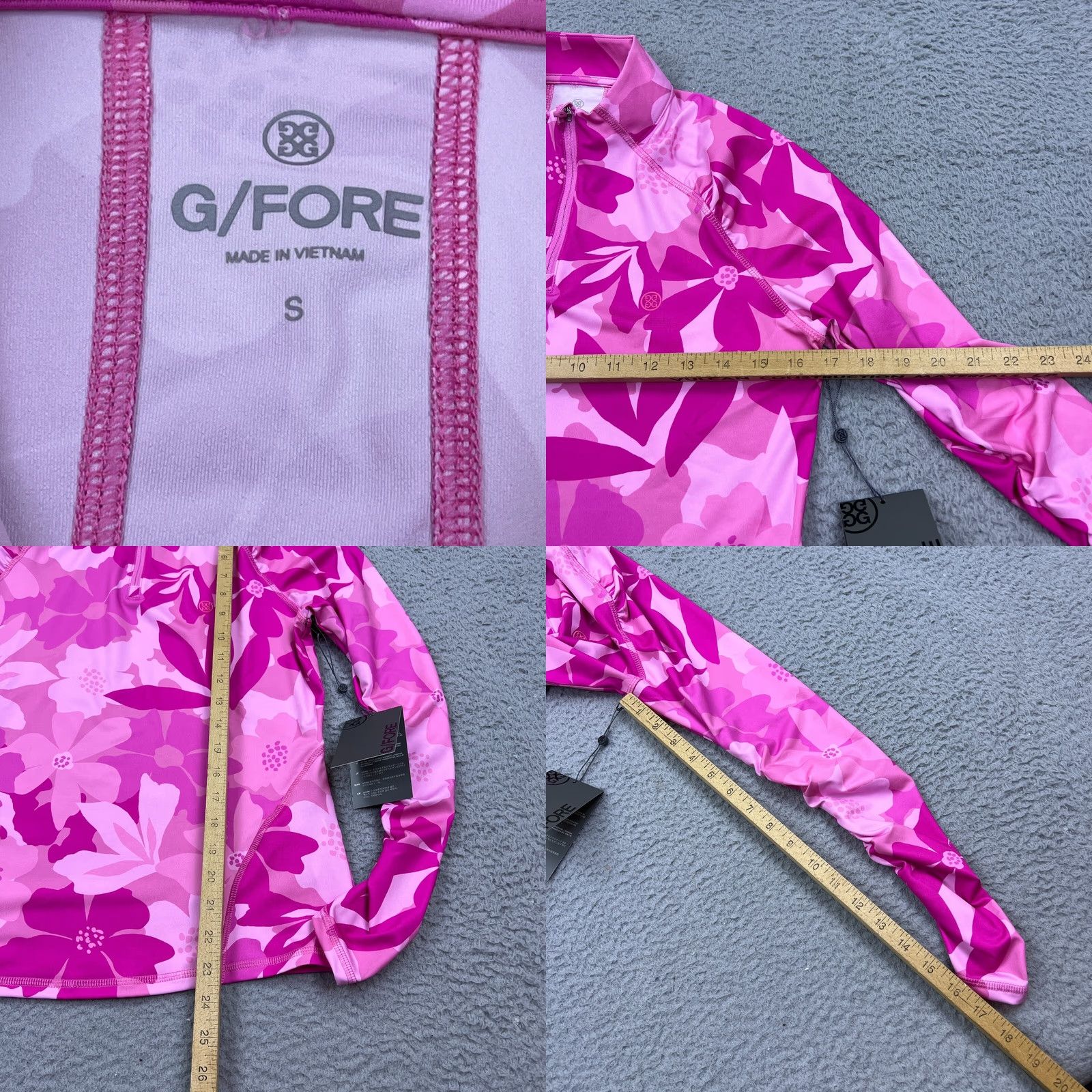 G/FORE G/FORE Womens Floral Camo Tech Jersey 1/4 Zip Golf Pullover Azalea Pink Sz S Top Size S / US 4 / IT 40 - 8 Thumbnail