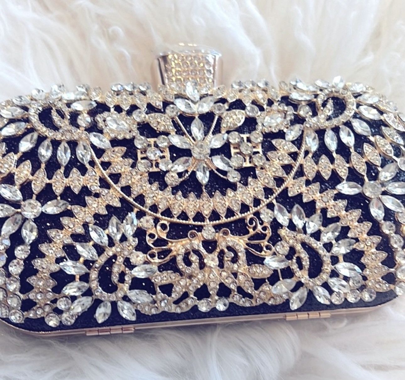 Other Black & Gold Crystal Diamond Evening Bag Size ONE SIZE - 3 Thumbnail