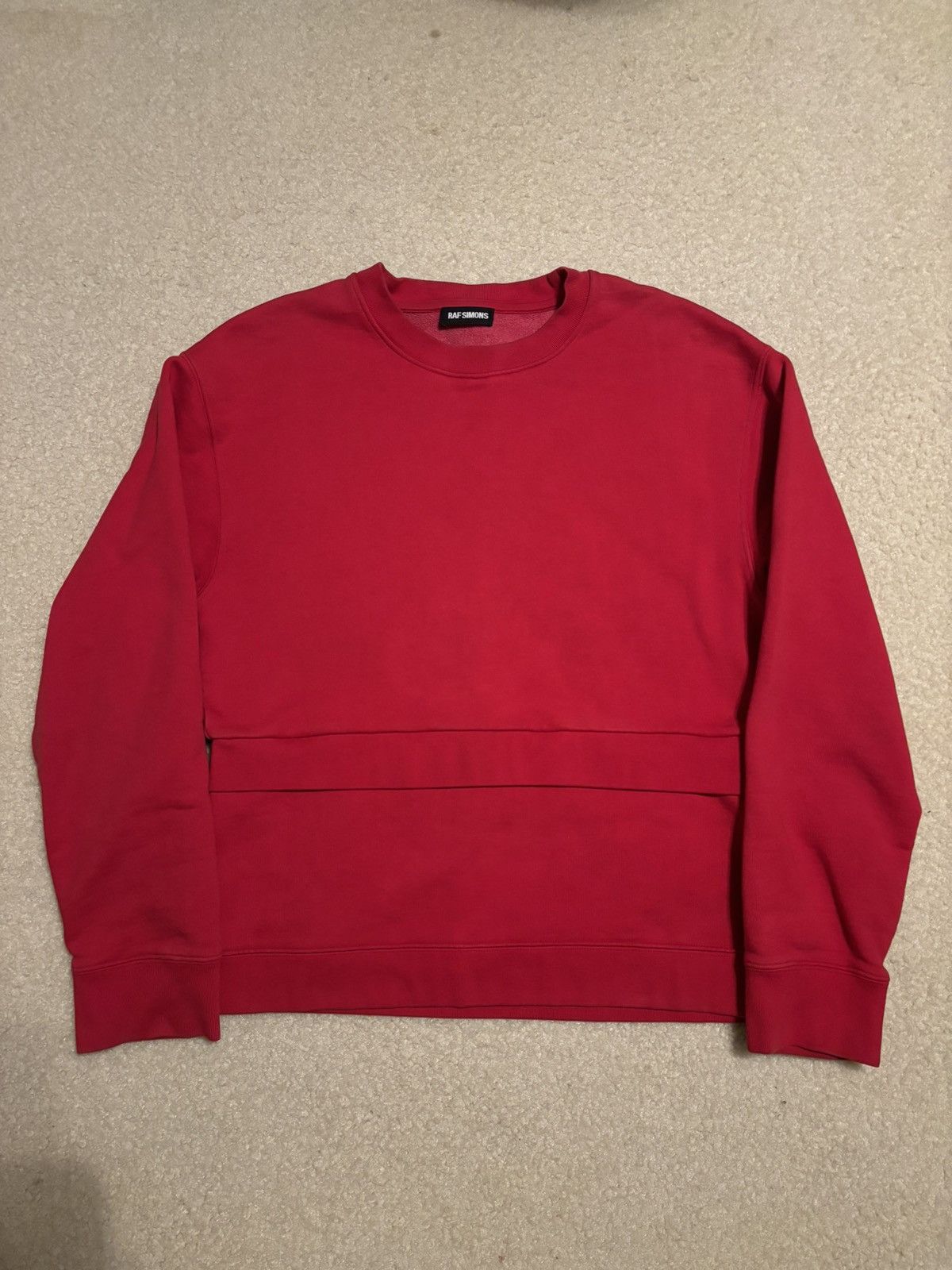 Raf Simons Double Hem Pullover Crewneck Sweater Red