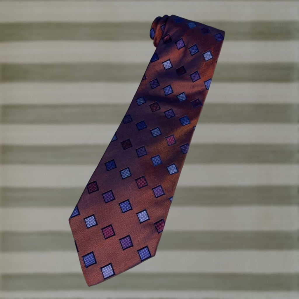 Ermenegildo Zegna VINTAGE Ermenegildo Zegna Silk Tie Geometric Bronze Made in Italy Size ONE SIZE - 1 Thumbnail