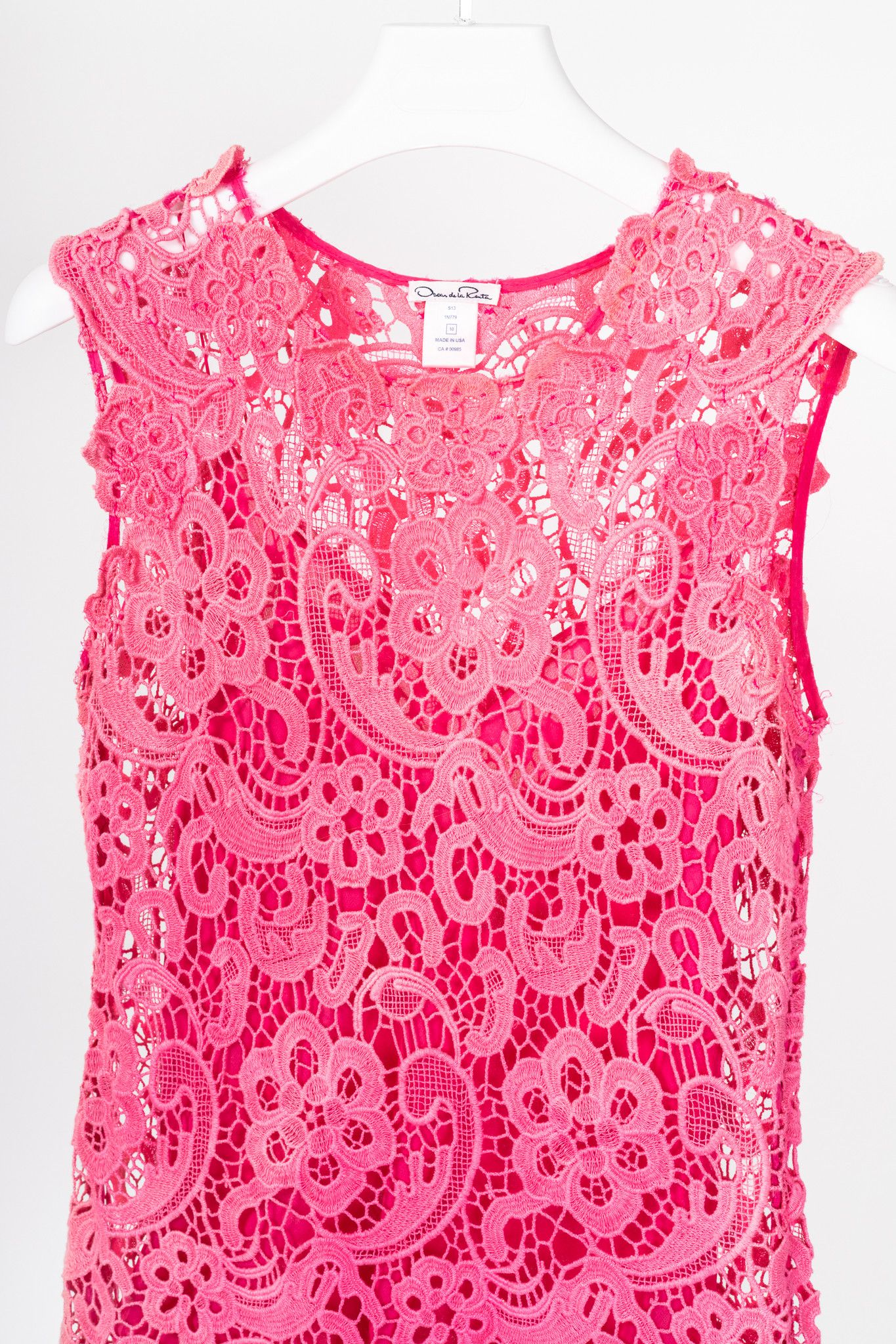 Oscar De La Renta Oscar de la Renta SS13 Runway Pink Cotton Crochet-Lace Top Size L / US 10 / IT 46 - 3 Thumbnail