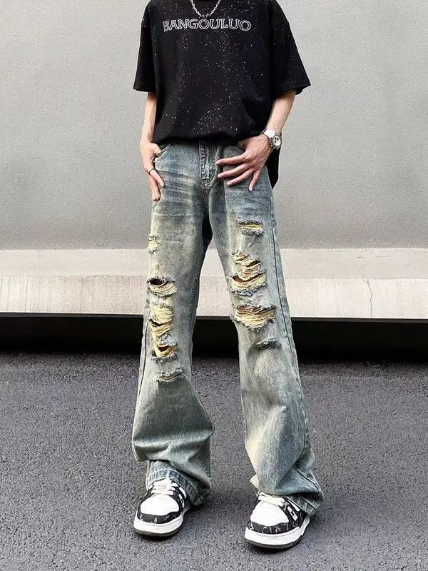 VIBE baggy vintage wash ripped Y2K jeans Size US 32 / EU 48 - 6 Thumbnail