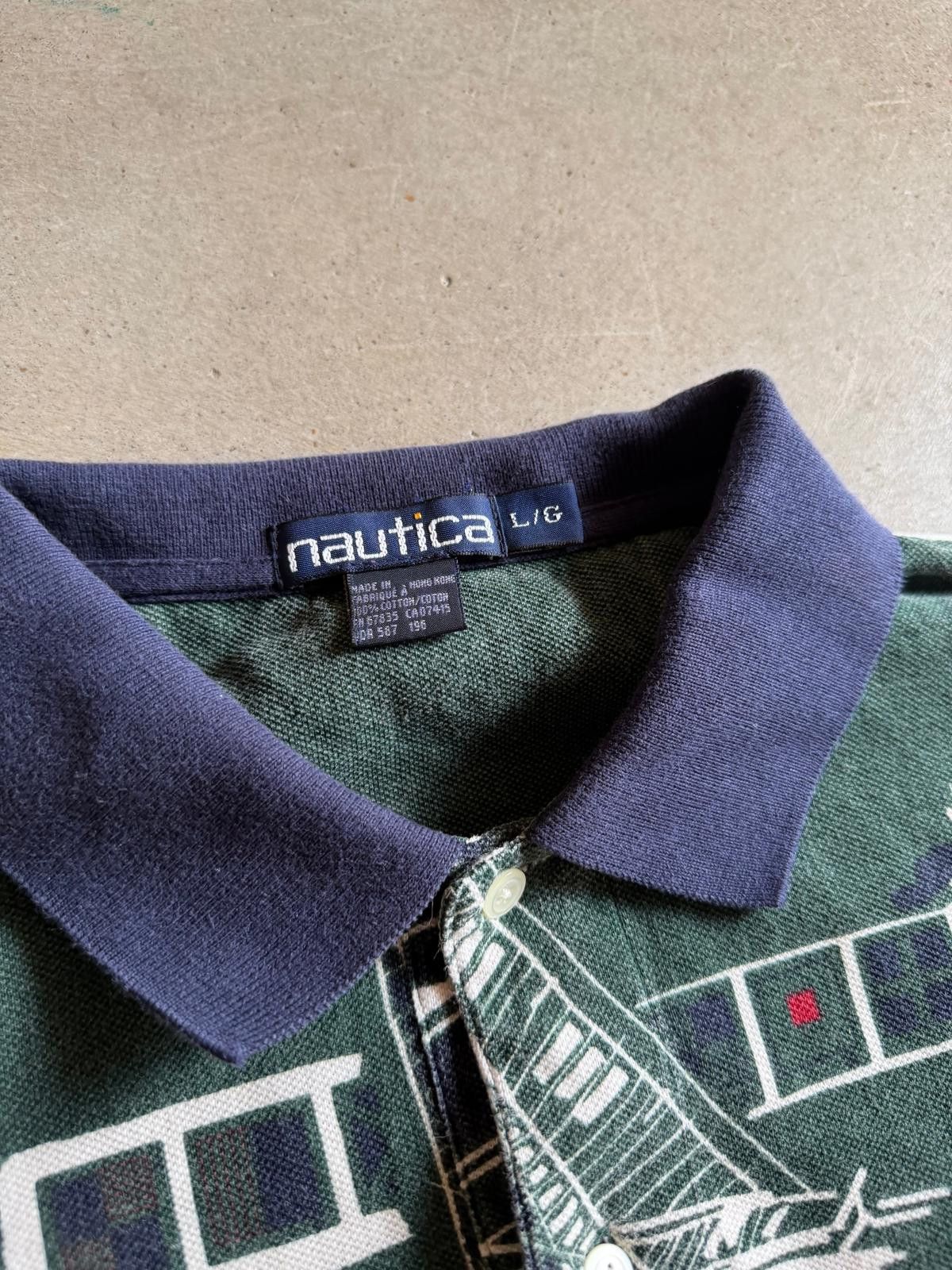 Nautica VTG Nautica Boat Green/Navy Blue Polo Shirt Sz L Size US L / EU 52-54 / 3 - 4 Thumbnail