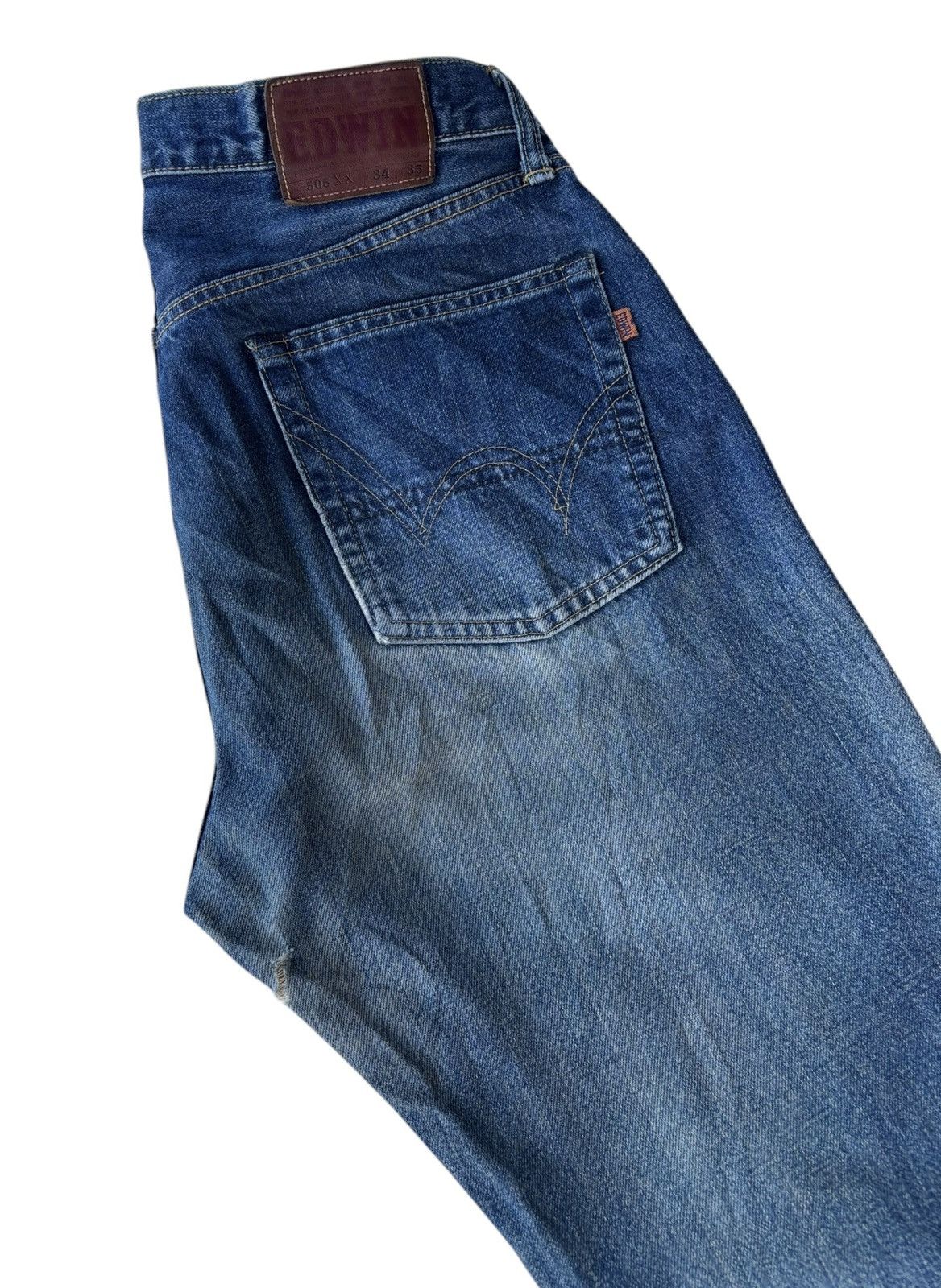 Edwin 🔥EDWIN 505xx SELVEDGE BAGGY JEANS RIPPED DISTRESSED DENIM Size US 33 - 11 Thumbnail