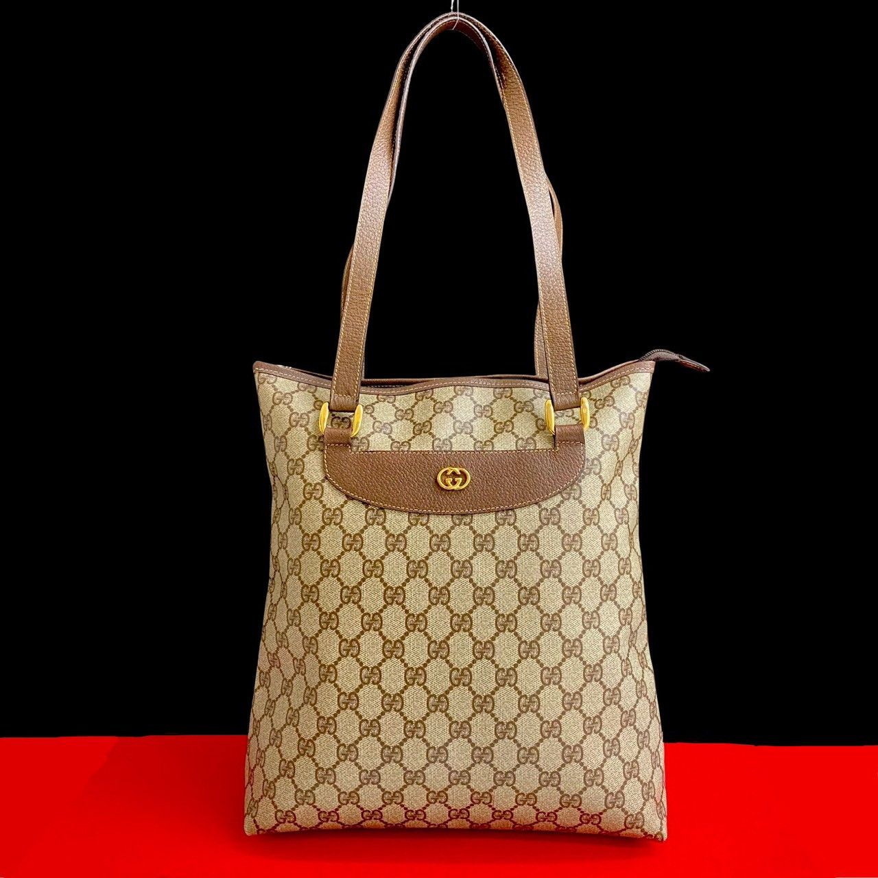 Gucci Gucci Old Gucci GG Logo Leather 2Way Bag Leather Tote Bag in Brown, Women's