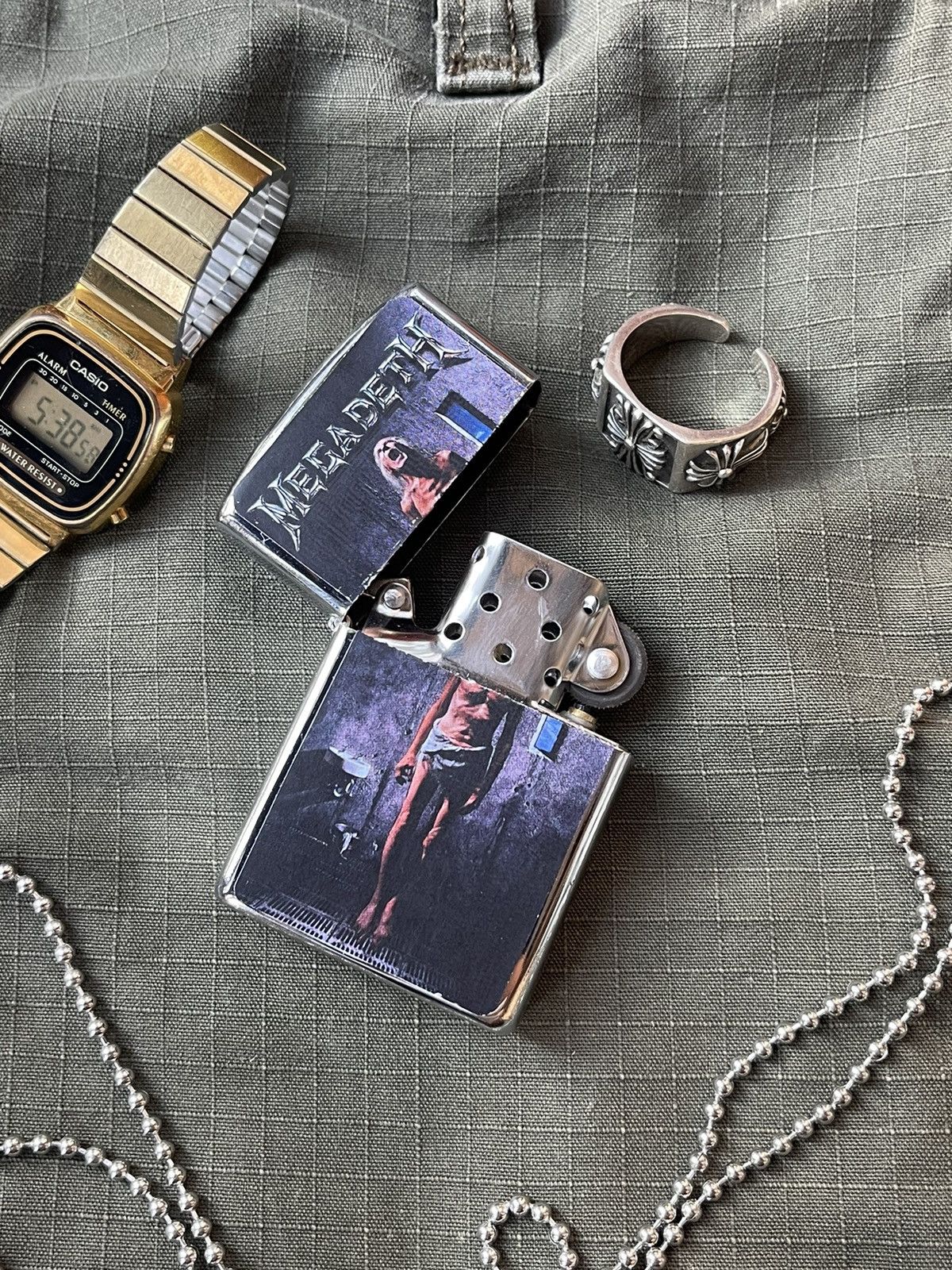Vintage ☄️Awesome Silver lighter, WORK! Megadeth merch album Size ONE SIZE - 1 Thumbnail