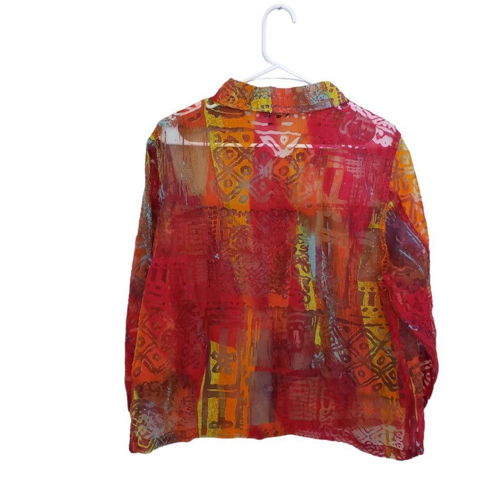 Designer CT189a Ladies Toni Morgan XL Multi Color Shirt with Sheer Size XL / US 12-14 / IT 48-50 - 2 Thumbnail
