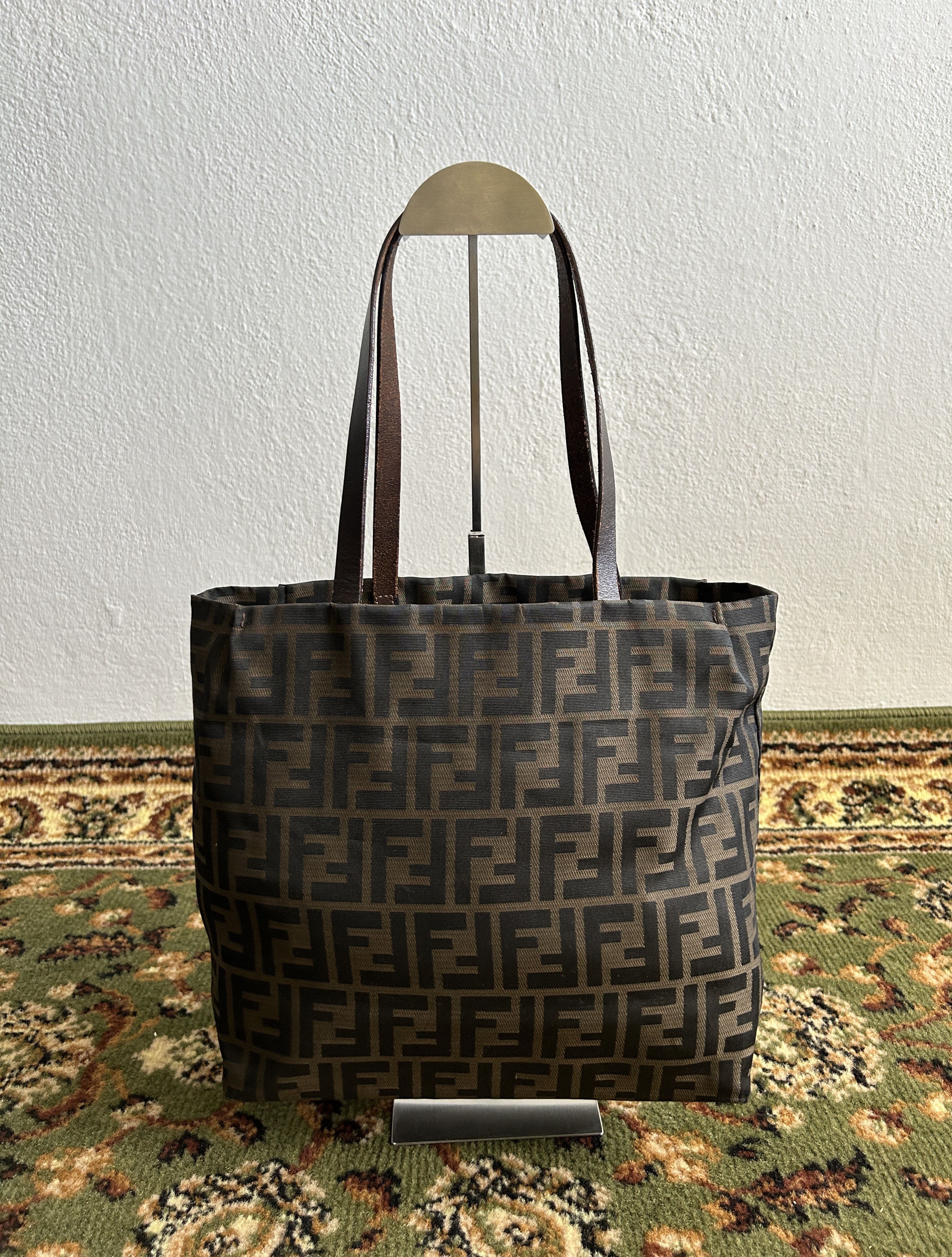 Vintage Y2K Fendi Ff Zucca Monogram Tote Bag in Brown, Women's