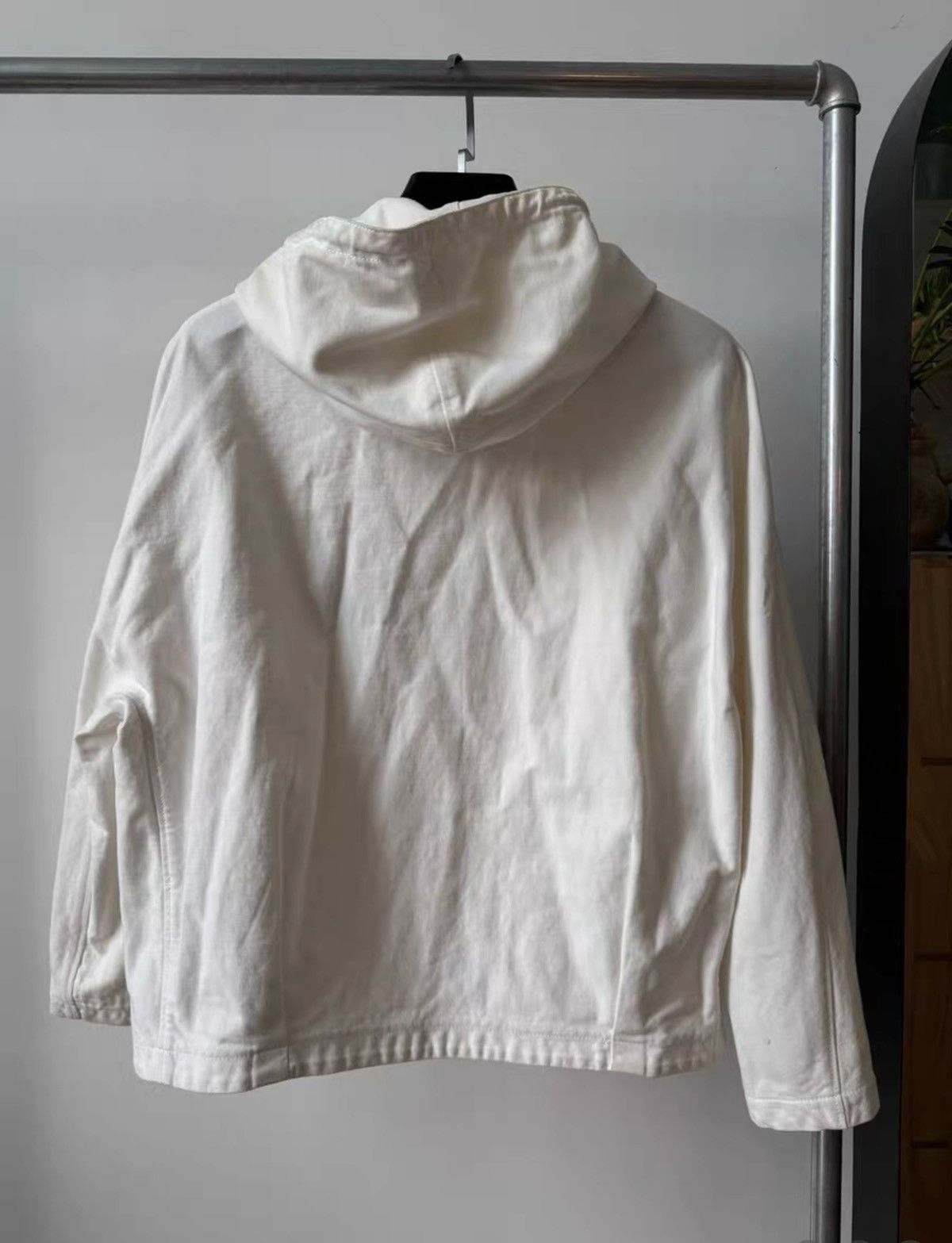 Raf Simons RAF SIMONS Fall/Winter2011 White Denim Hooded Cropped Jacket Size US S / EU 44-46 / 1 - 3 Thumbnail