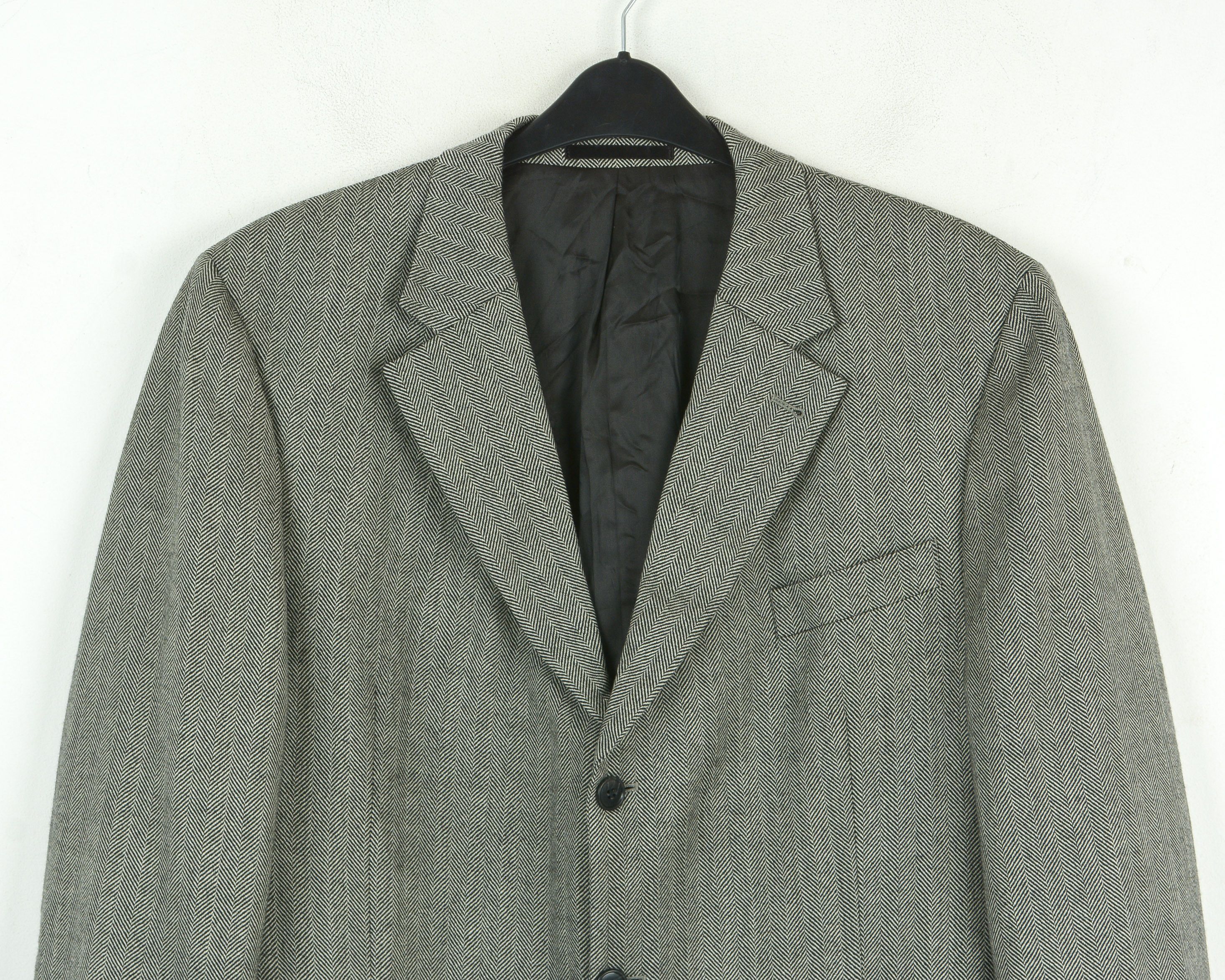 Vintage CARL GROSS Herringbone 28 Tweed Blazer EU 56S Jacket Coat Size 46S - 2 Thumbnail