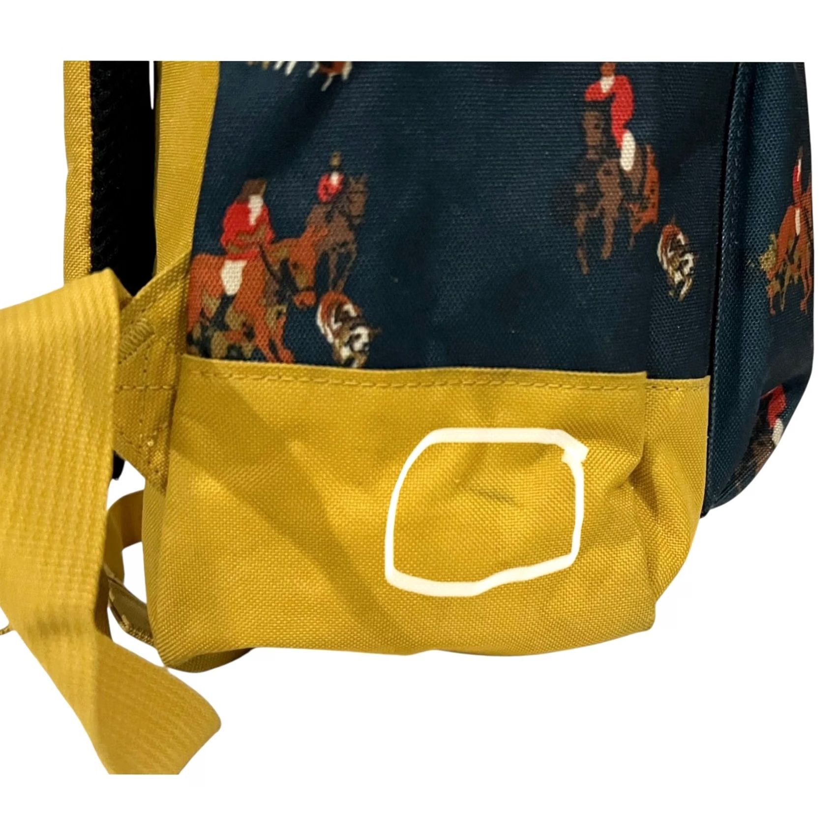 Vintage Herschel Backpack Horses Equestrian Dog Hunt Print Navy Golden Yellow Book Bag Size ONE SIZE - 6 Thumbnail