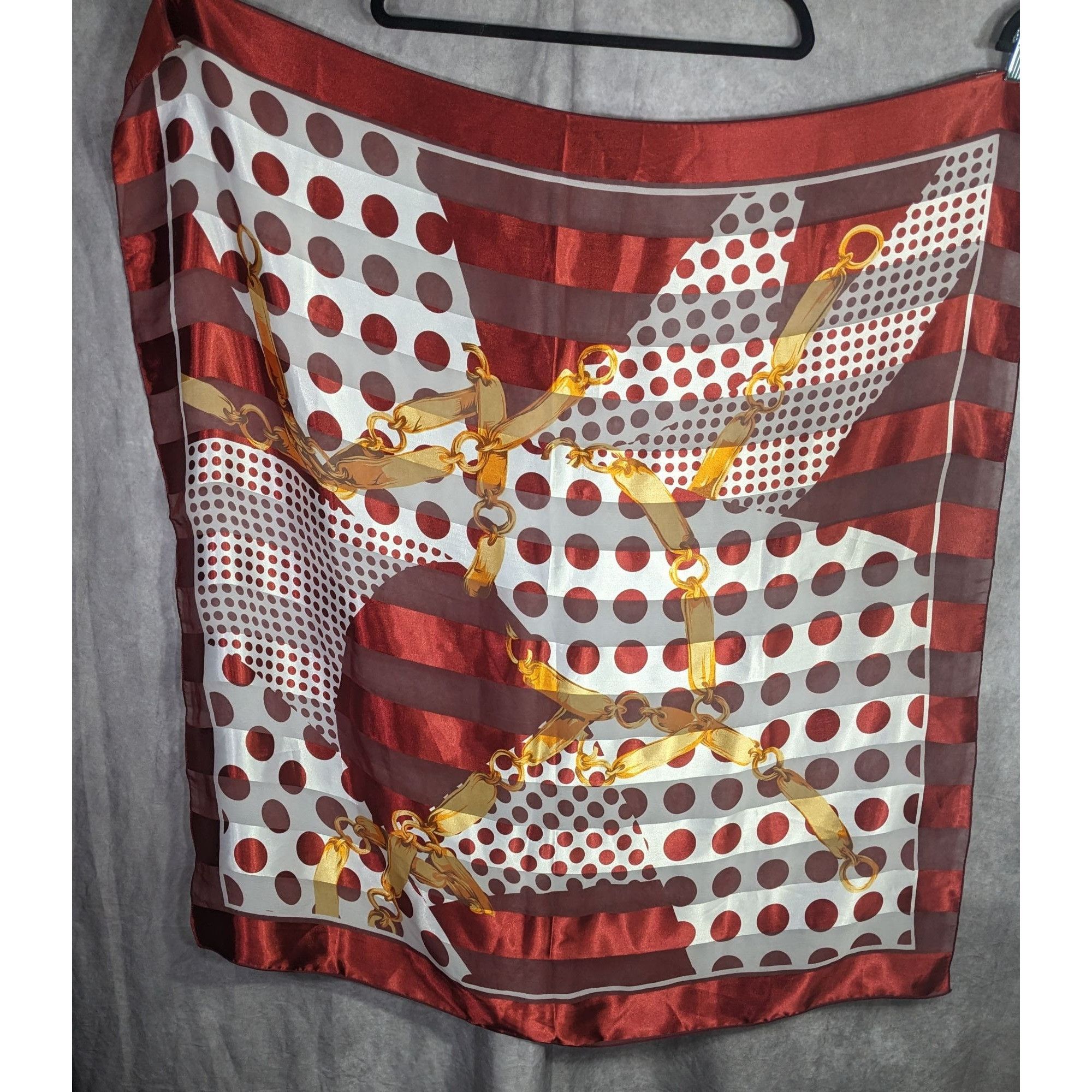 Other Preppy Polka Dot & Chain Print Sheer Scarf Size ONE SIZE - 6 Thumbnail