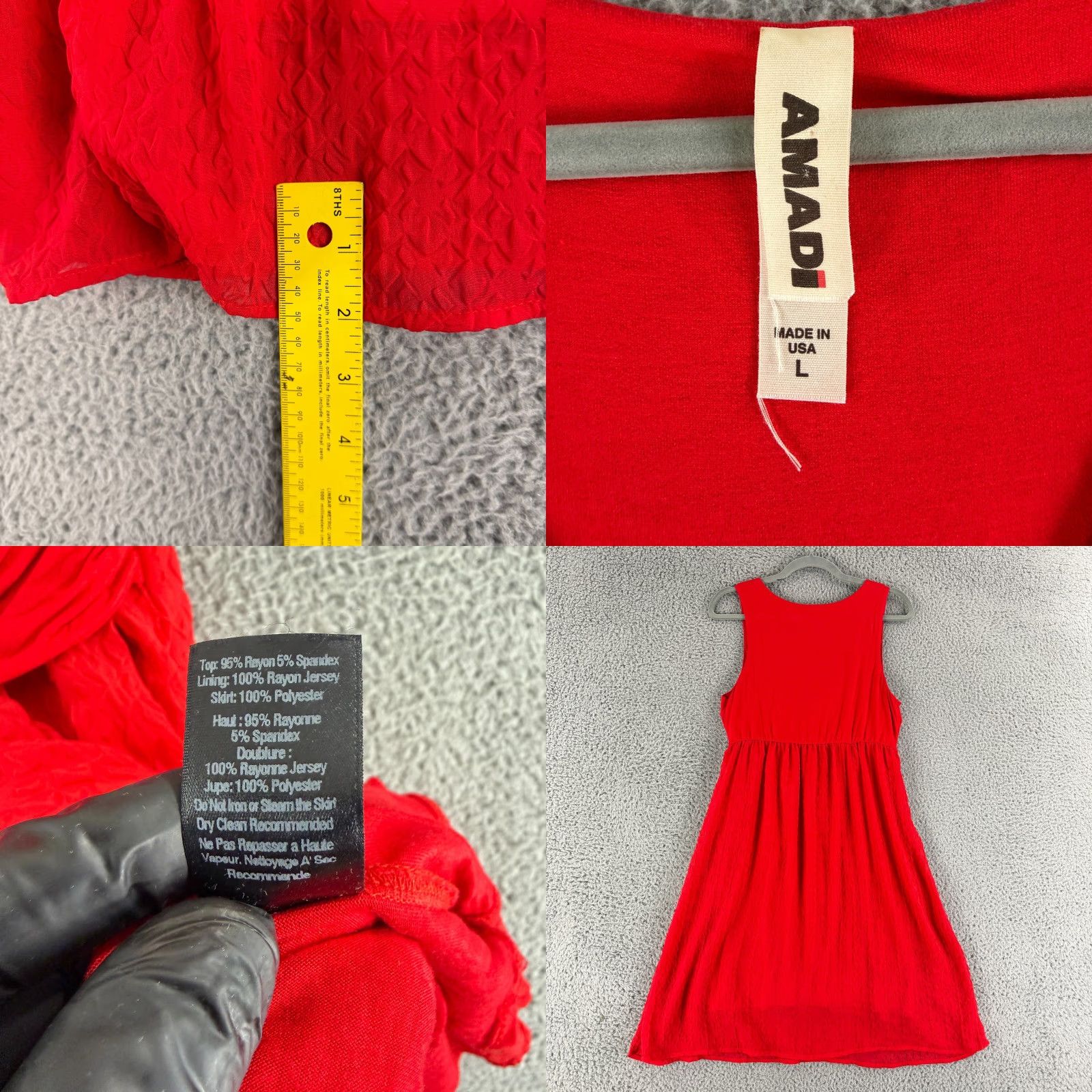 Anthropologie Anthropologie Amadi Mia Dress Womens L Red Crossover Waist Textured Dress Skirt (A-Line) Size 36" / US 14 / IT 50 - 8 Thumbnail