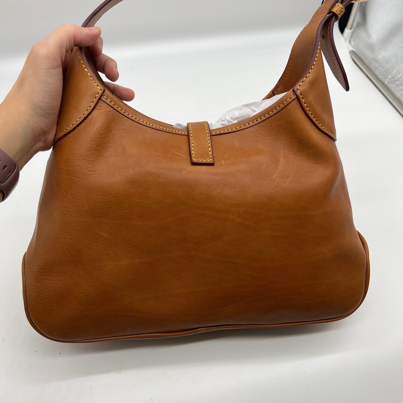 Dooney & Bourke Dooney & Bourke Florentine Leather Crescent Hobo Brown Size ONE SIZE - 5 Thumbnail