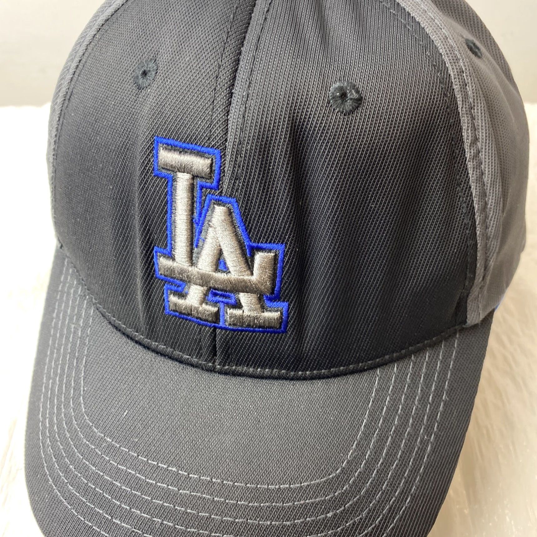 MLB VINTAGE Fan Favorite MLB Dodgers Hat Cap Gray Black Adjustable Baseball Cap Unisex Adults Adult One Size Adjustable Dodgers Logo 90s Theme Mens Womens Size ONE SIZE - 5 Thumbnail