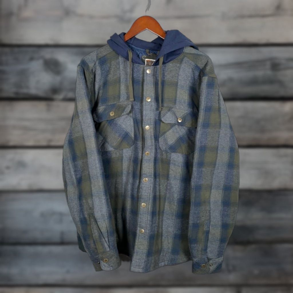 Vintage Legendary Whitetails Outfitters Flannel Shirt Jacket Adult XL Gray Plaid Hooded Size US XL / EU 56 / 4 - 1 Thumbnail