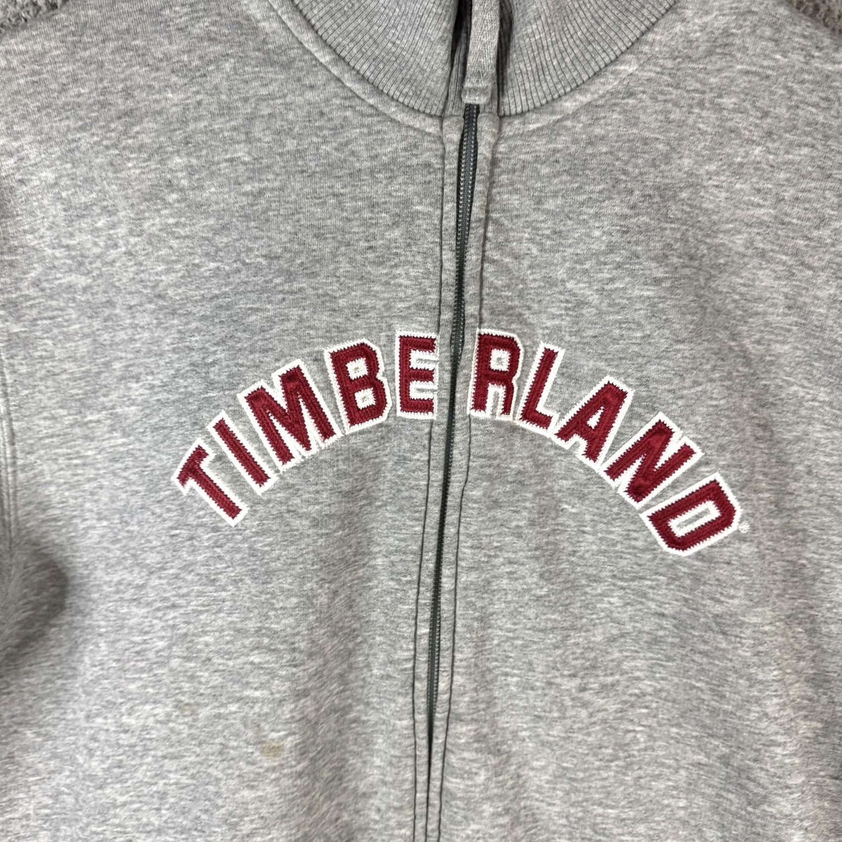Timberland Timberland Sweatshirt Mens Large Gray Full Zip Fleece Stand Collar Logo Embroidered Graphic Print Pockets Heavyweight Cotton Blend Regular Fit Fall Size US L / EU 52-54 / 3 - 6 Thumbnail
