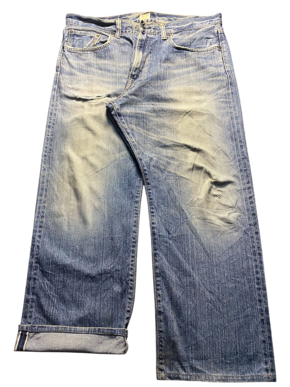 Edwin Vintage Edwin 505 Selvedge Mud Wash Distressed Baggy Jeans Size US 39 - 1 Thumbnail