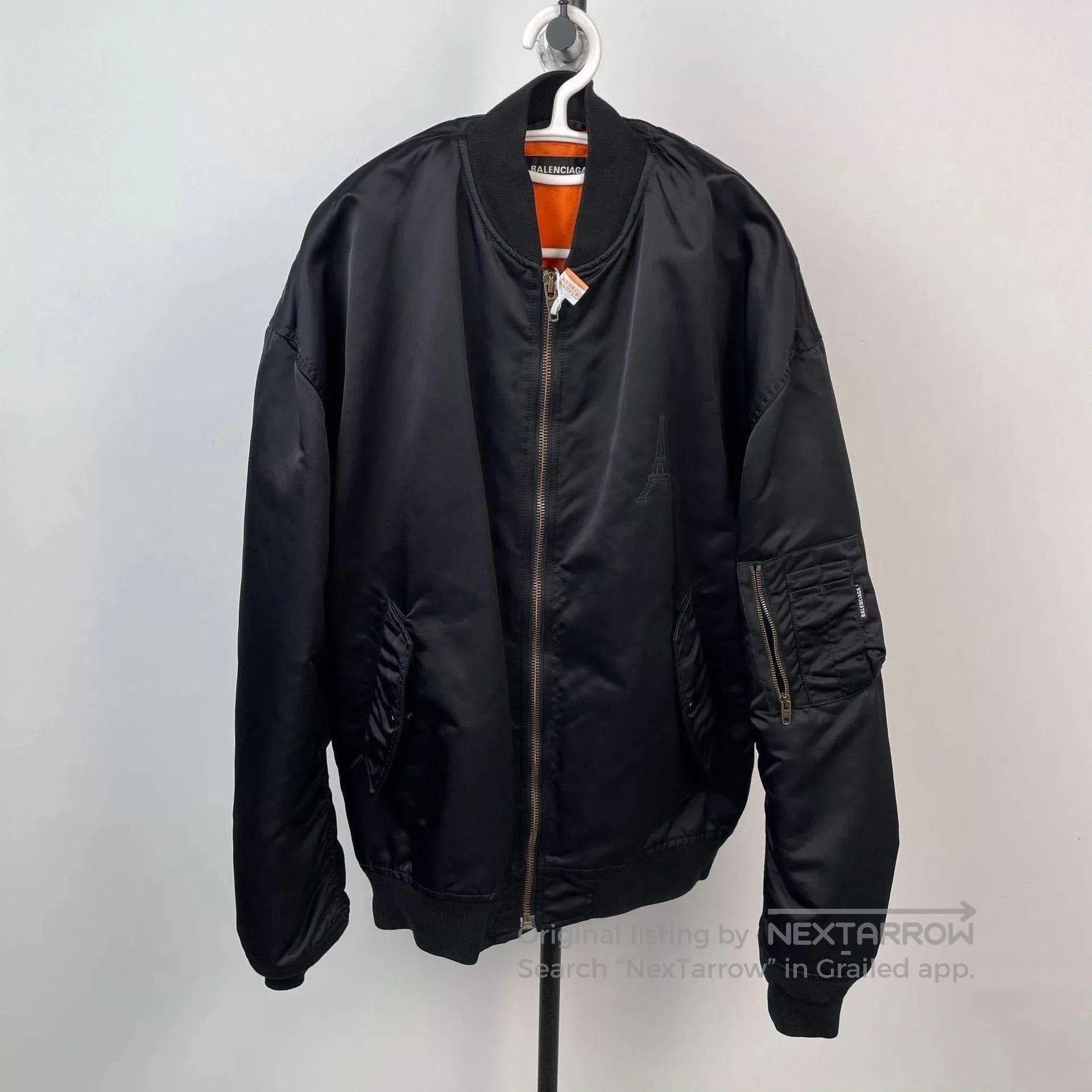 Balenciaga Black Bomber Jacket with Zip Front and Pockets. Size US M / EU 48-50 / 2 - 1 Thumbnail