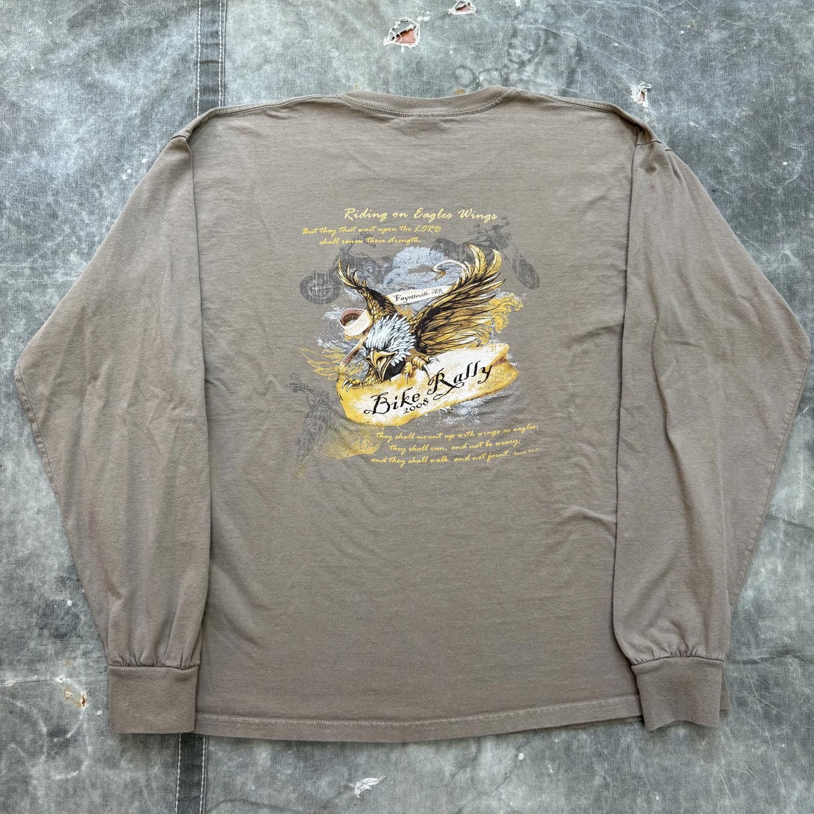 Gildan Vintage Y2K Riding On Eagle’s Wings Biker Bible Jesus Shirt Size US XL / EU 56 / 4 - 2 Thumbnail