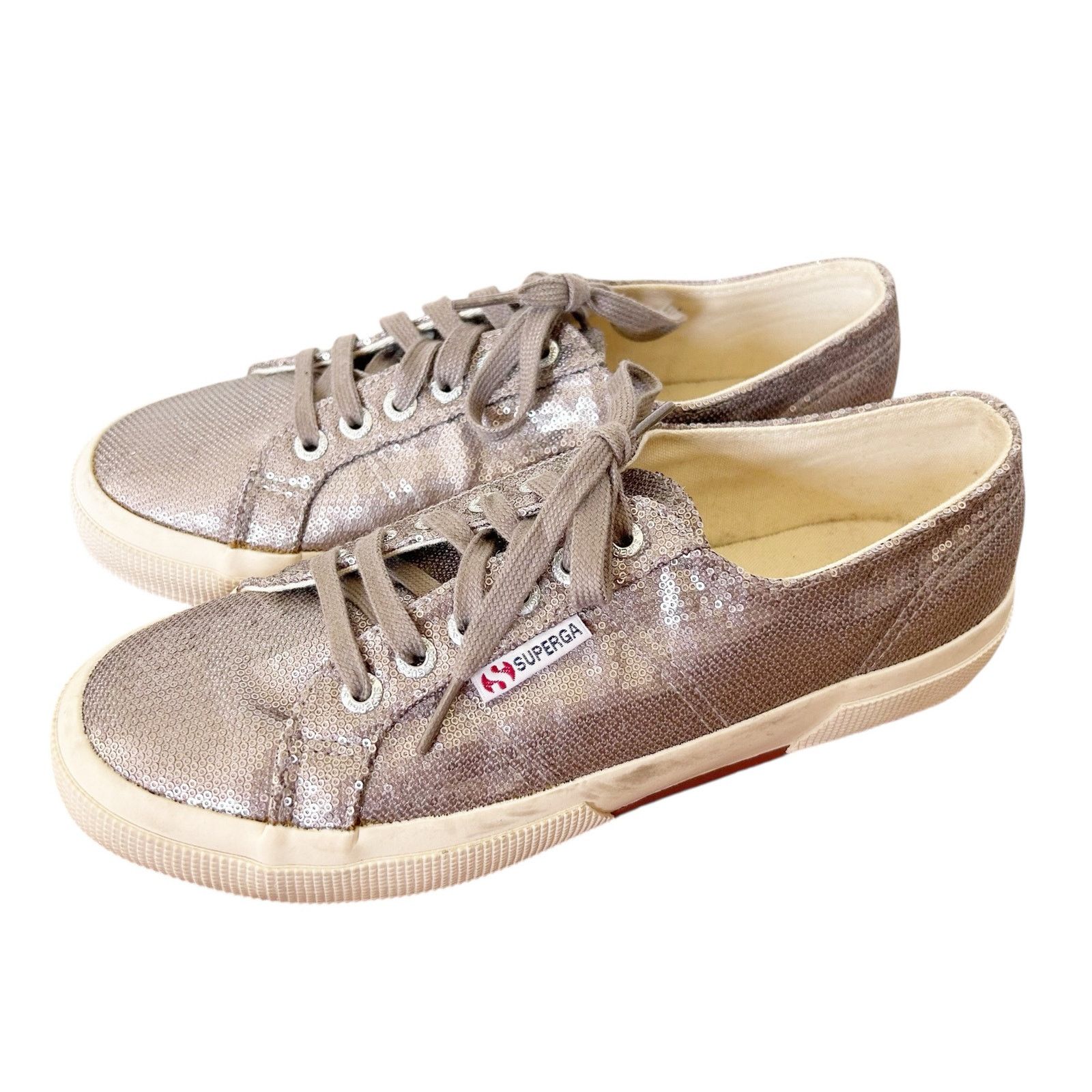 Superga Superga Silver Metallic Sequin Platform Sneakers Sz 9 Size US 9 / IT 39 - 4 Thumbnail