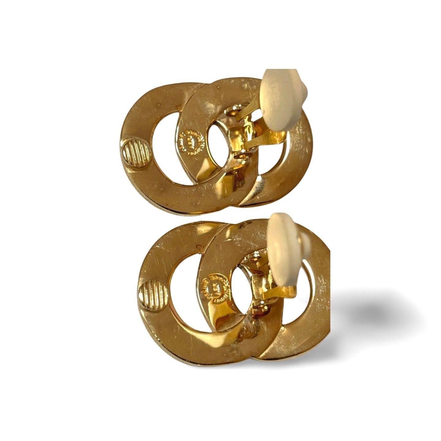 Celine Vintage Celine Gold tone double round motif earrings Size ONE SIZE - 6 Thumbnail