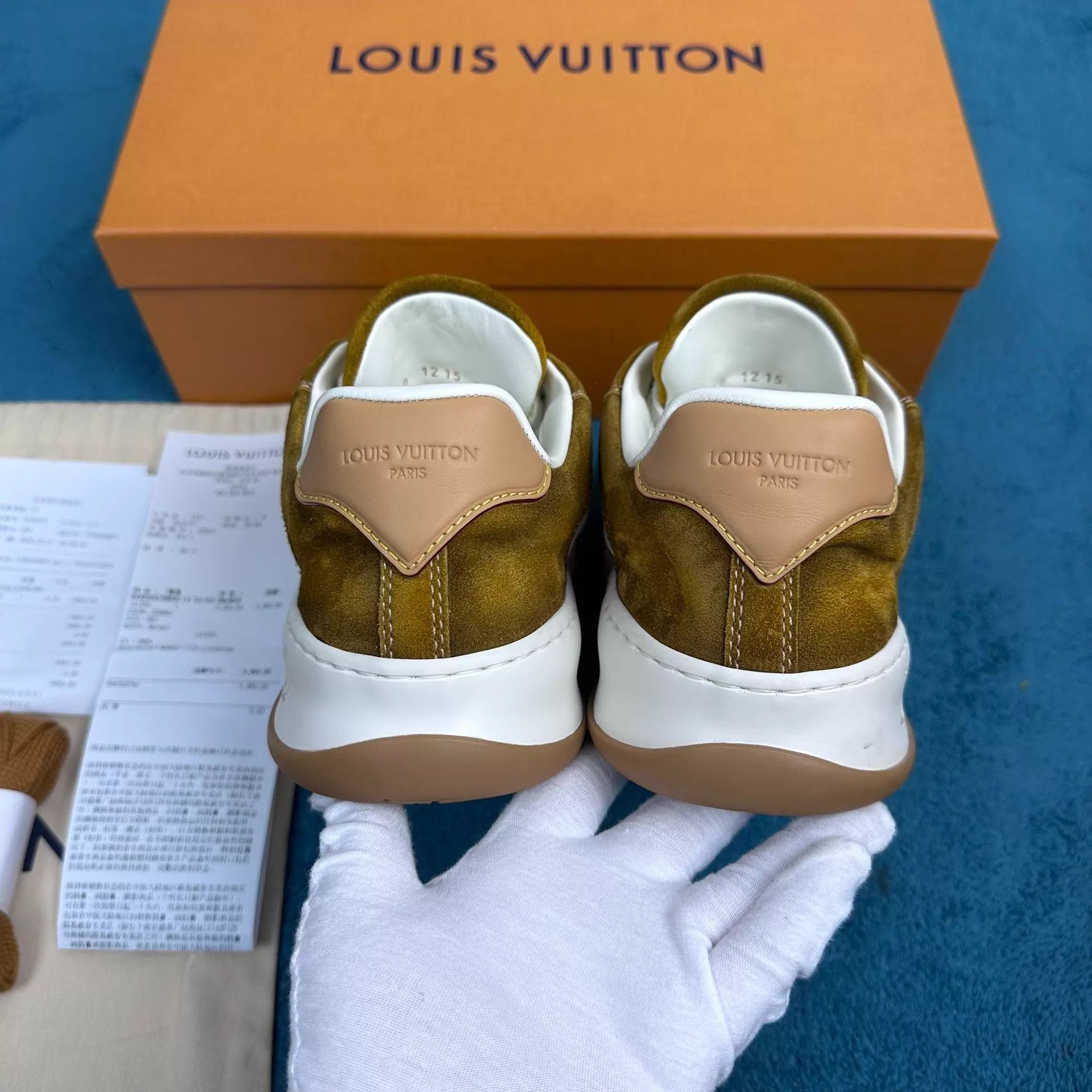Louis Vuitton LV Tilted Suede Low-Top Sneaker Brown 6/40 Size US 7 / EU 40 - 4 Thumbnail