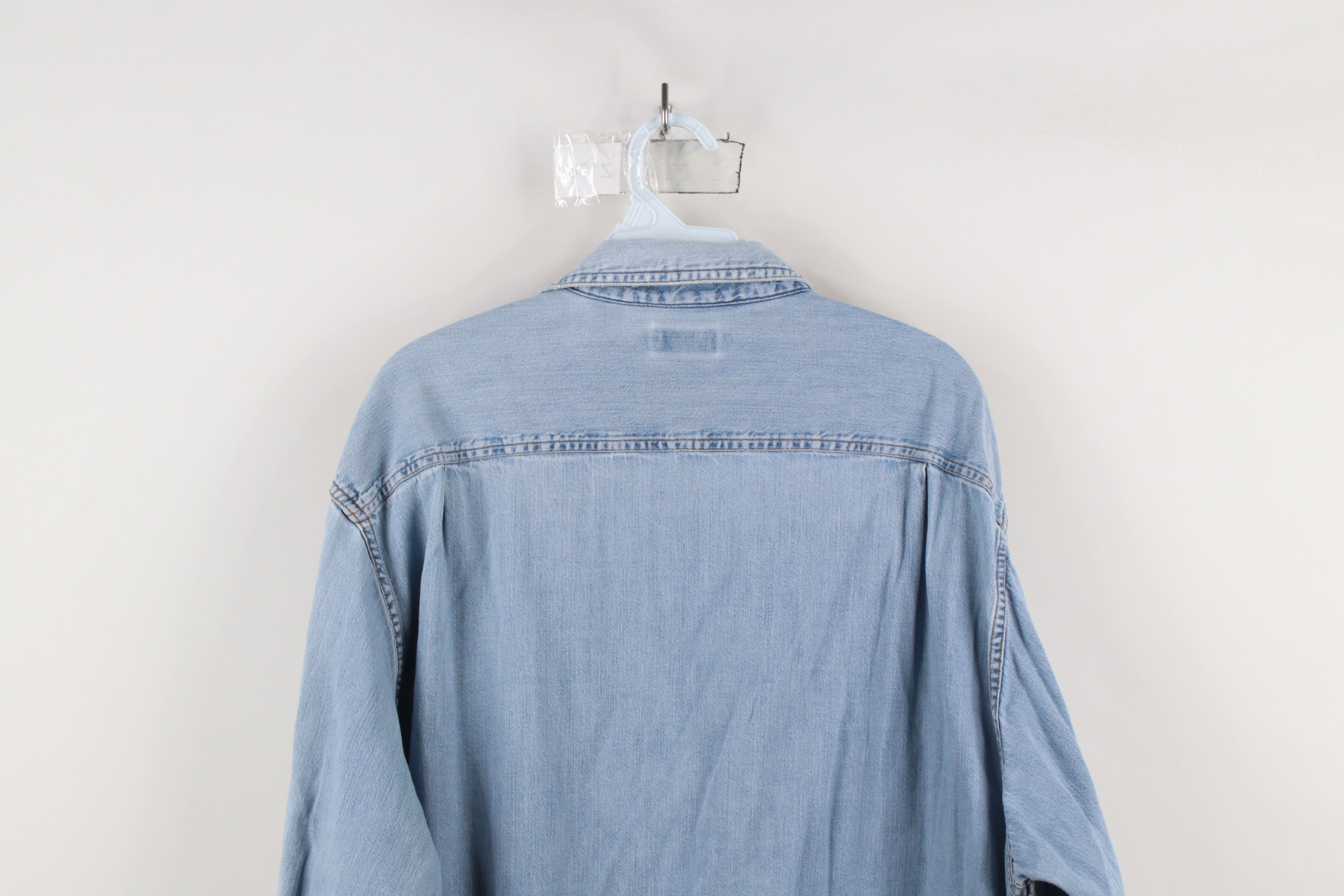 Vintage Vintage 90s Streetwear Denim Jean Collared Button Shirt Blue Size US XL / EU 56 / 4 - 14 Thumbnail