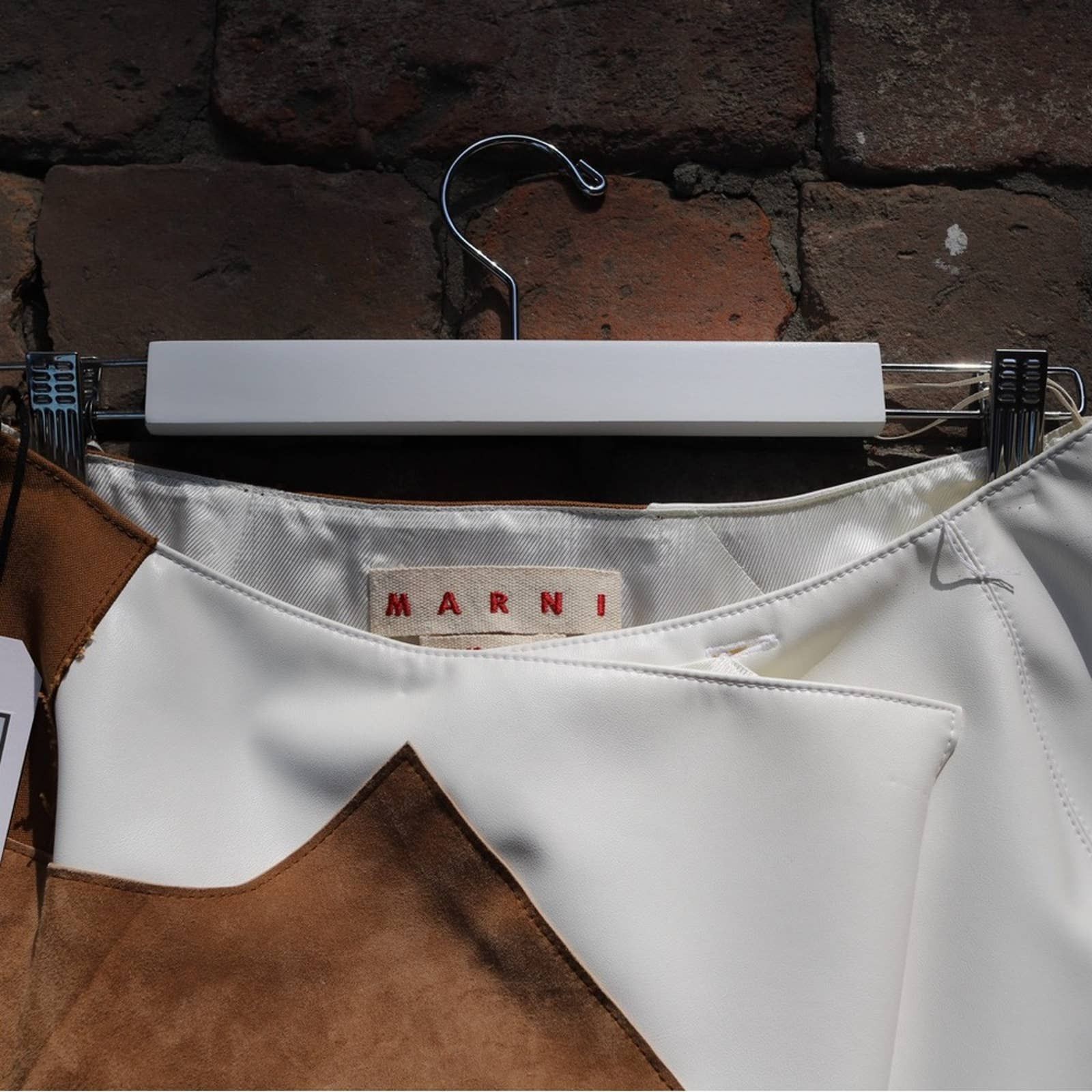 Marni Marni Tan Suede Asymmetrical Stitch Skirt (New) Size 27" / US 4 / IT 40 - 5 Thumbnail