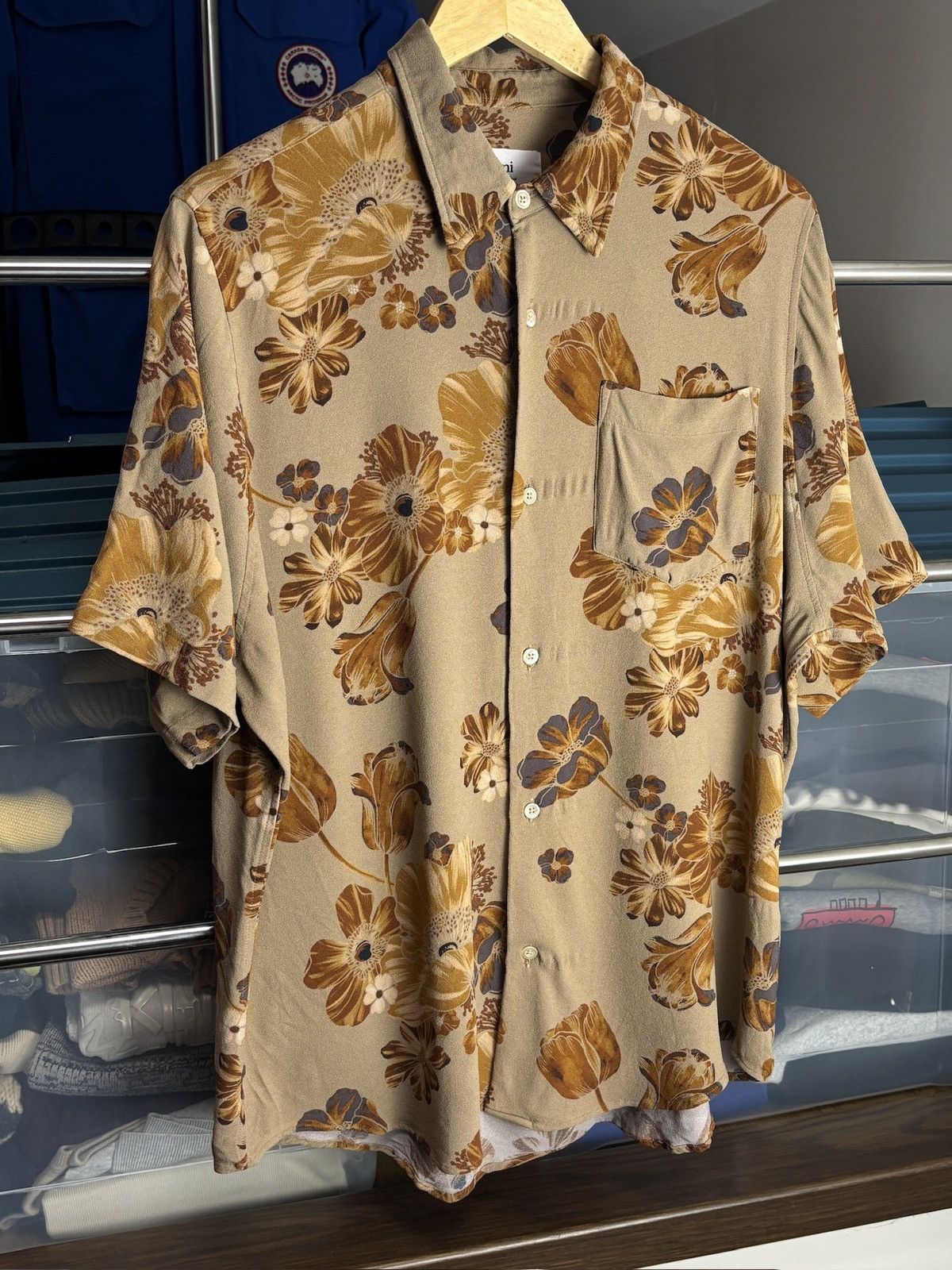 AMI AMI Floral Print Viscose Shirt Designer Rare Size US M / EU 48-50 / 2 - 2 Thumbnail