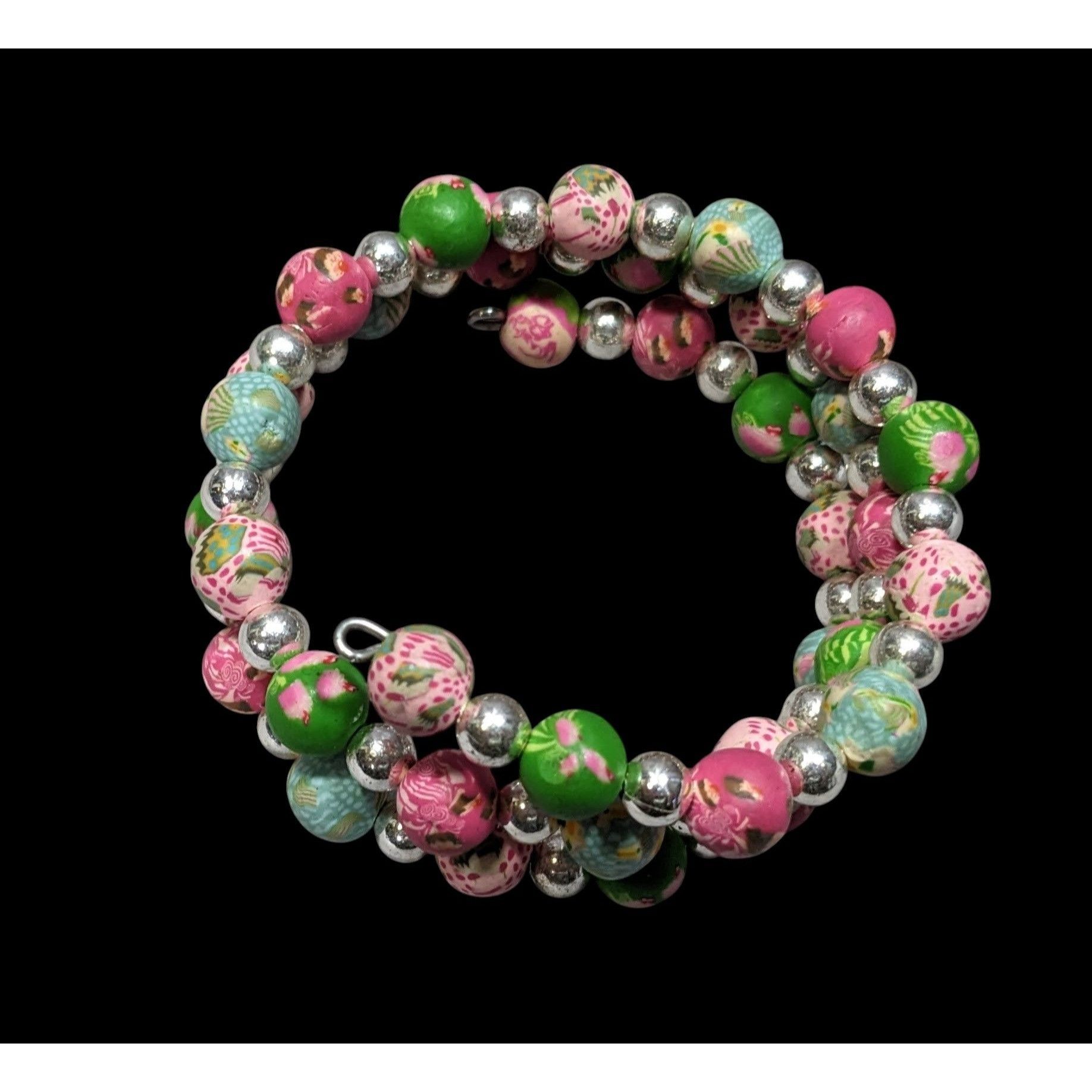 Other Viva Beads Pink And Green Cupcake Polymer Clay Beaded Coil B Size ONE SIZE - 3 Thumbnail