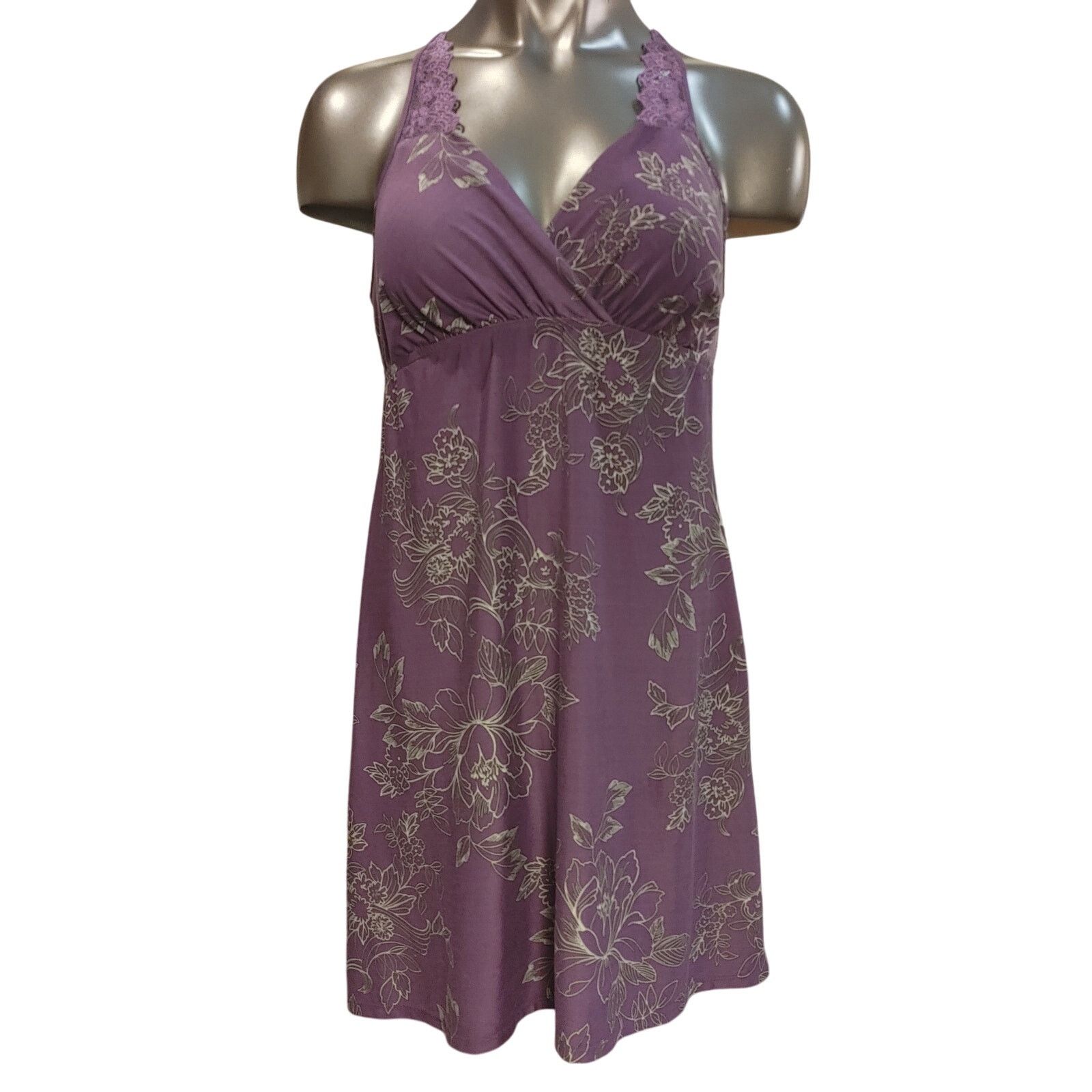 Other Gilligan & Omalley Women's M Purple Floral Sleepwear Dress Size 28" / US 6 / IT 42 - 1 Thumbnail