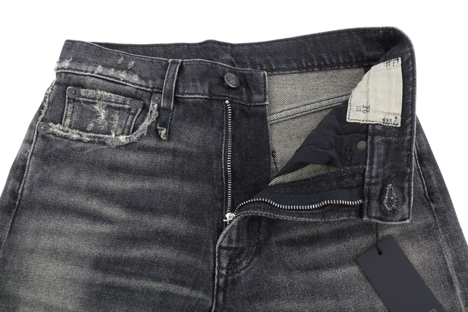 R13 BOYFRIEND 24 Abbey Black Faded Distress Jeans 86202 Size 24" / US 00 / IT 34 - 4 Thumbnail
