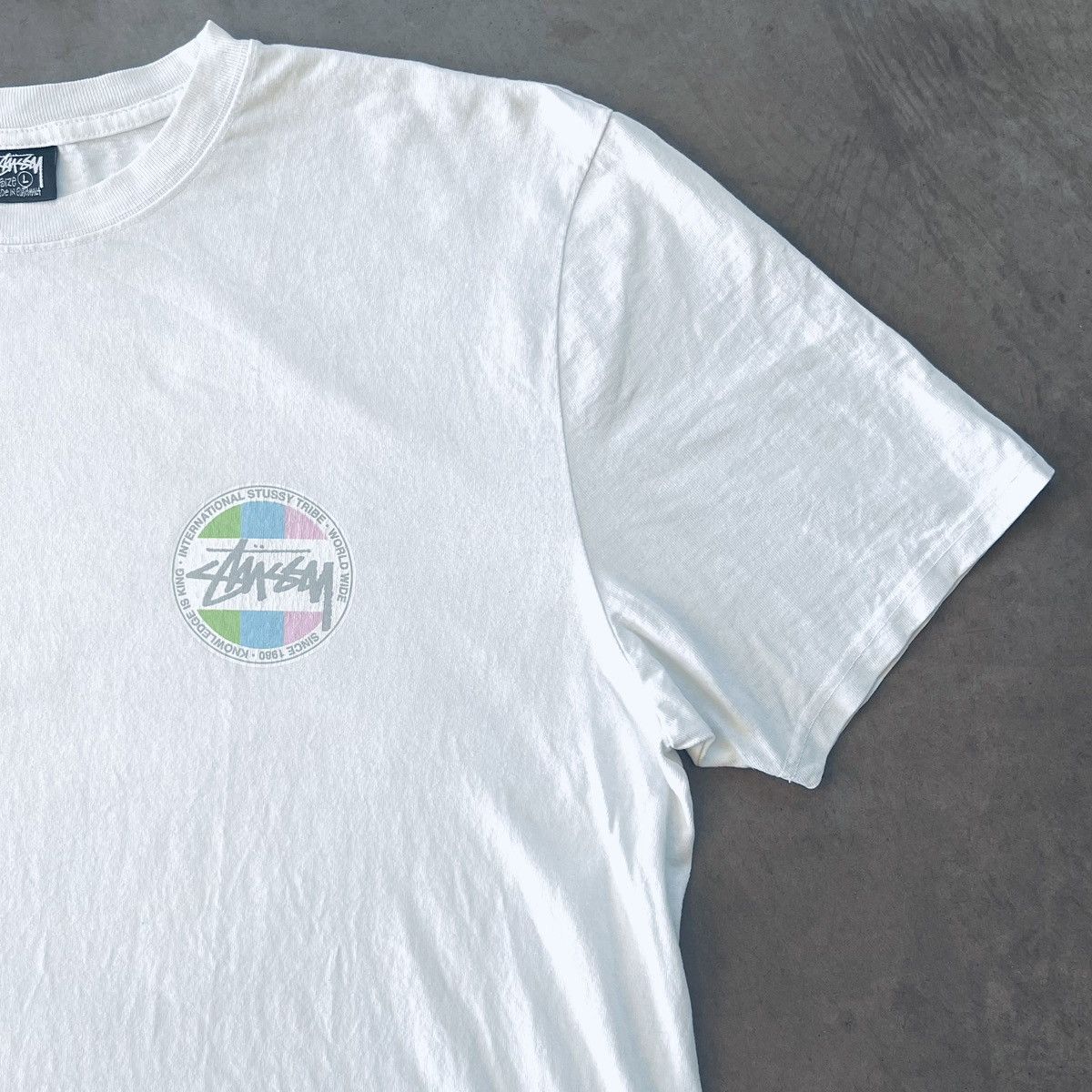 Stussy 🎱 CLASSIC DOT PIGMENT DYED T-SHIRT - Y2K GRAPHIC + STICKER Size US L / EU 52-54 / 3 - 6 Thumbnail