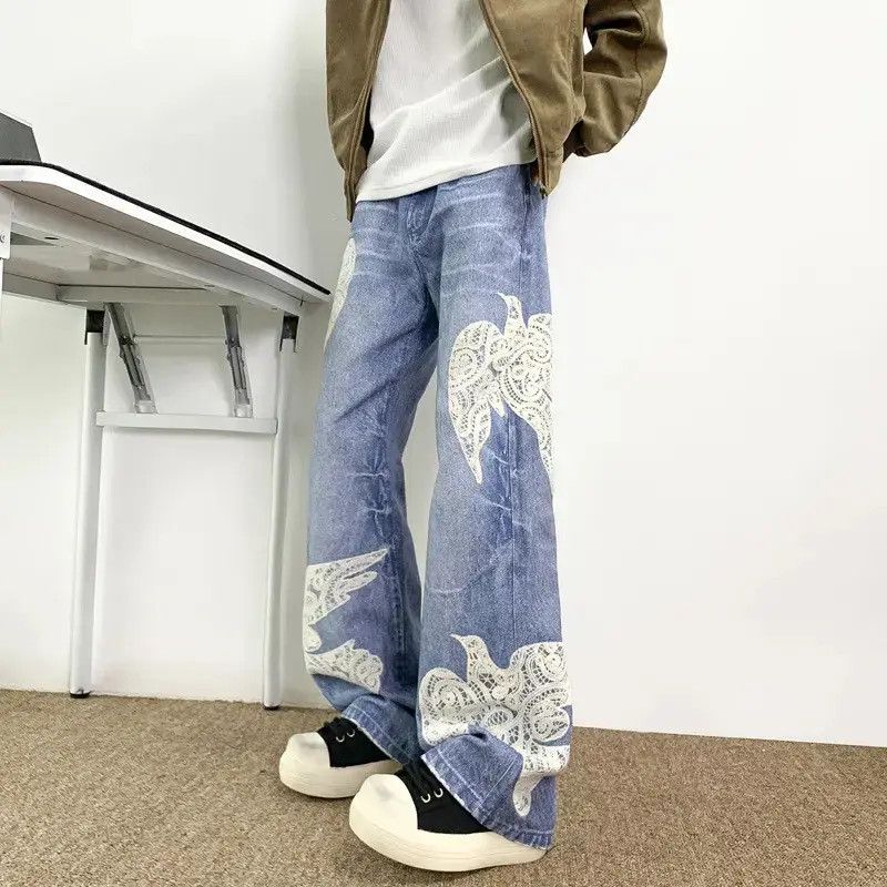 Japanese Brand Retro loose lace patchwork jeans Size US 32 / EU 48 - 6 Thumbnail