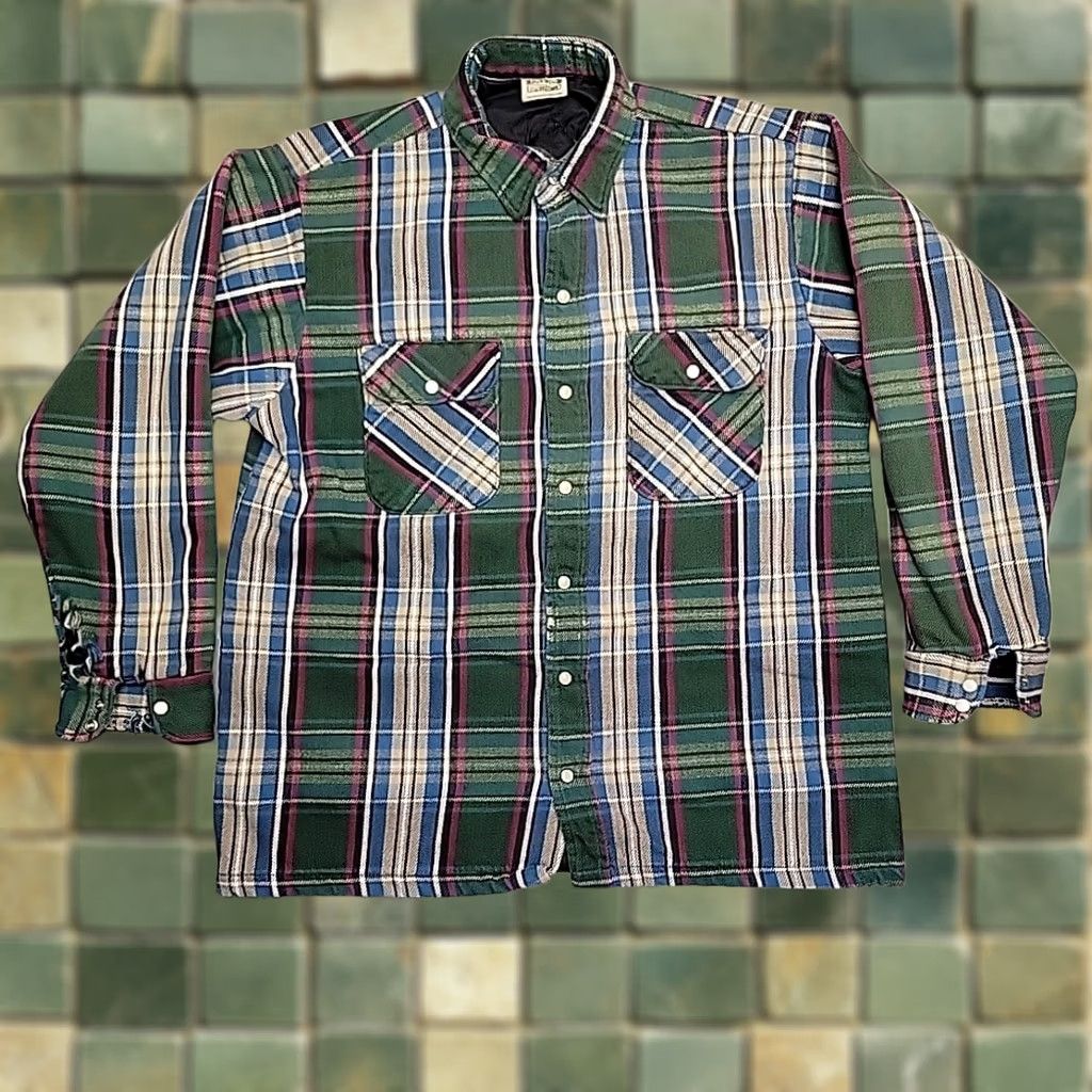 Vintage VINTAGE Five Brother Flannel Shirt Jacket Mens L Green Plaid Quilted Lined Workwear Grunge Size US L / EU 52-54 / 3 - 1 Thumbnail