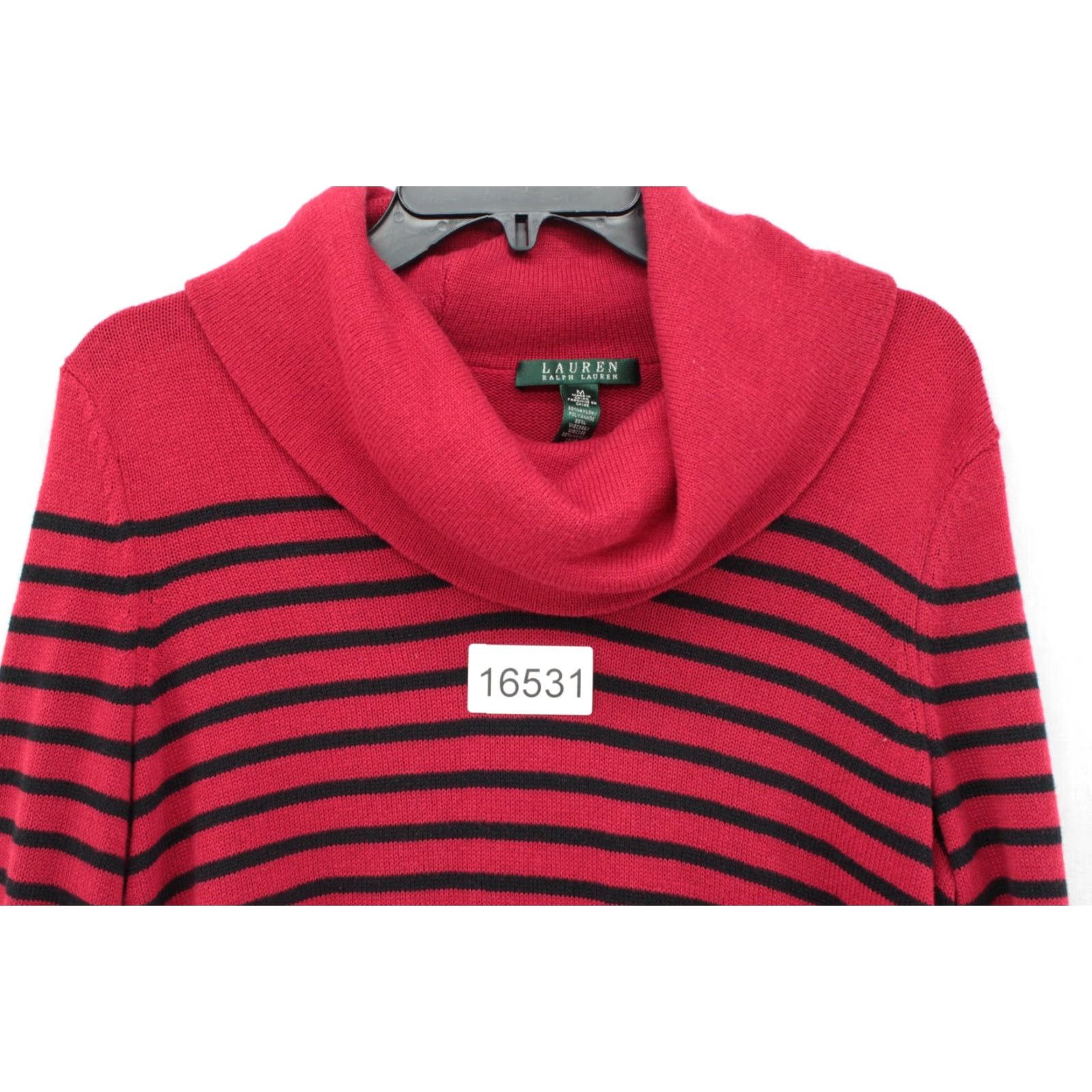 Ralph Lauren VINTAGE Lauren Ralph Lauren Cowl Neck Sweater Womens M Red Striped Wool Blend Cozy Size M / US 6-8 / IT 42-44 - 7 Thumbnail