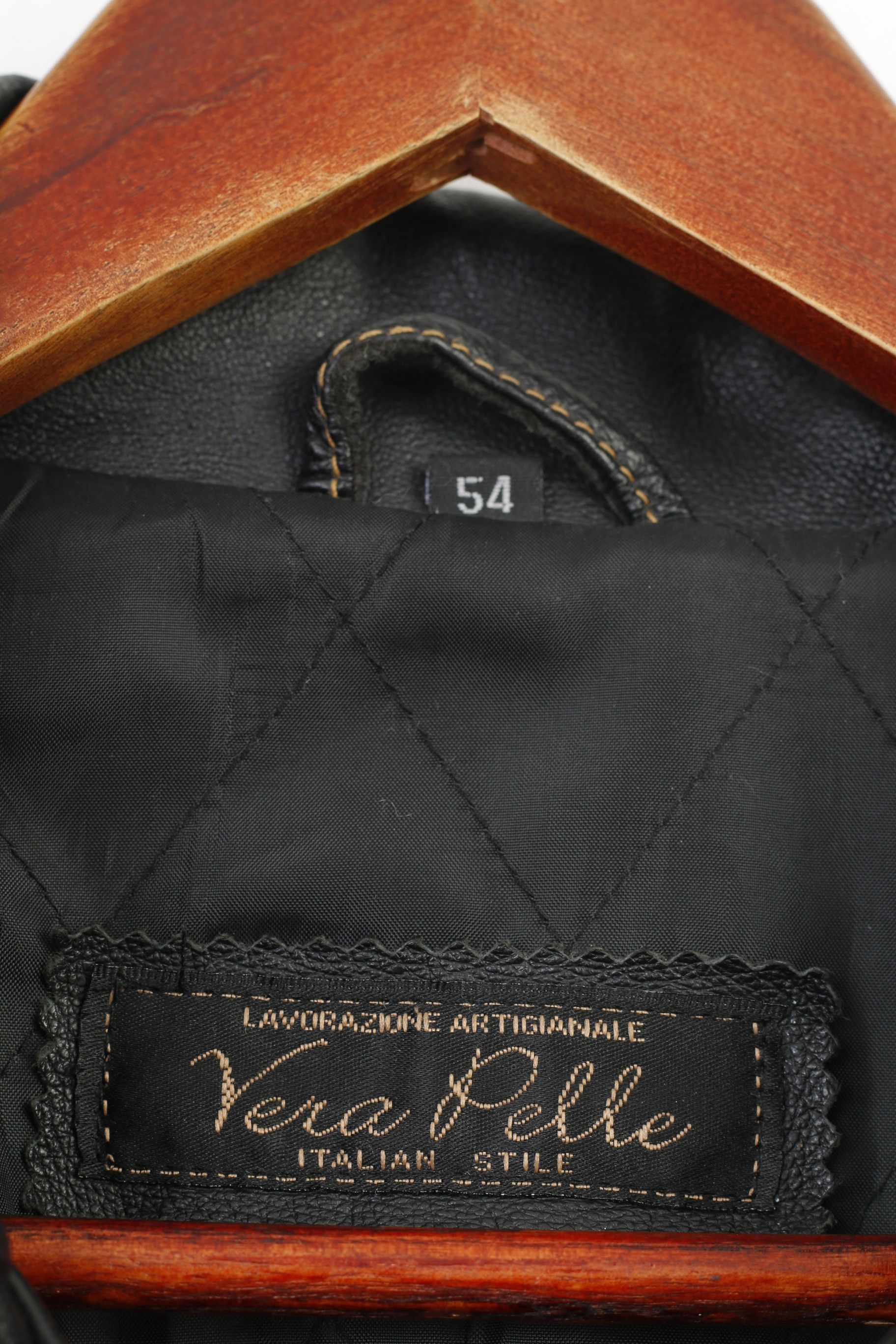 Vera Pelle × Vintage New Vintage Men 54 L Leather Jacket Black Full Zipper 1194 Size US L / EU 52-54 / 3 - 4 Thumbnail