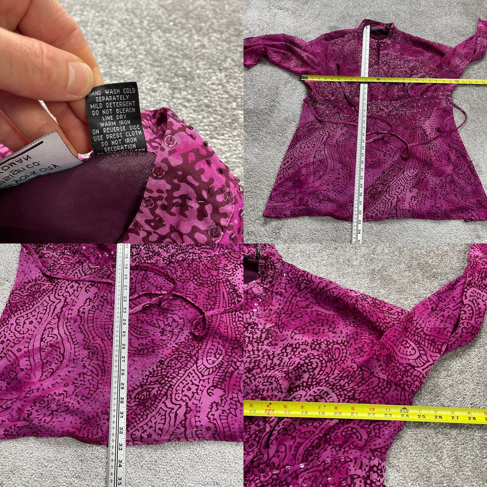Vintage New York City Design Co. A-Line Dress Womens 3XL Purple Paisley Belted Casual Size XXL / US 16-18 / IT 52-54 - 8 Thumbnail