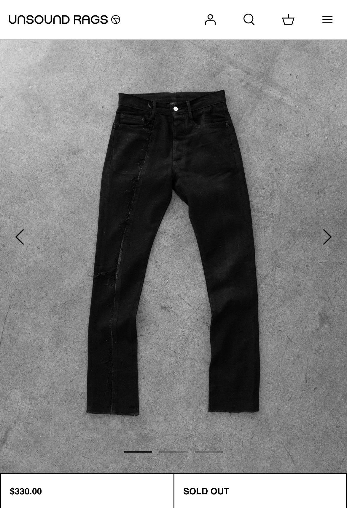 image of Unsound Rags Japanese Raw Denim Black, Men's (Size 30)